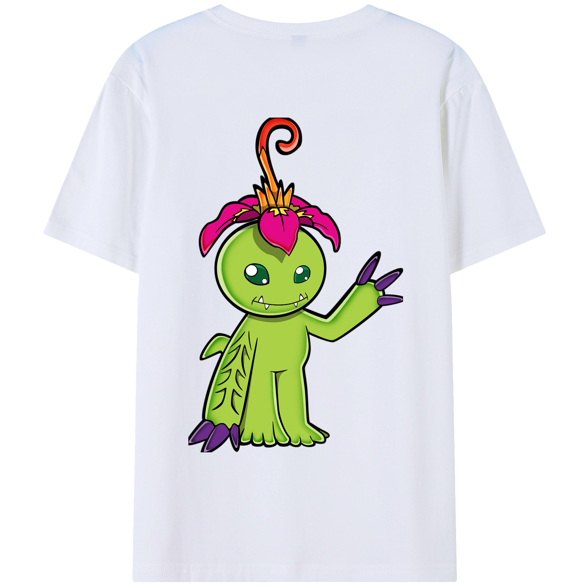 （画像用） Digimon デジタルモンスター/デジモン 綿100％ メンズ半袖Tシャツ（バックプリント） 通気性