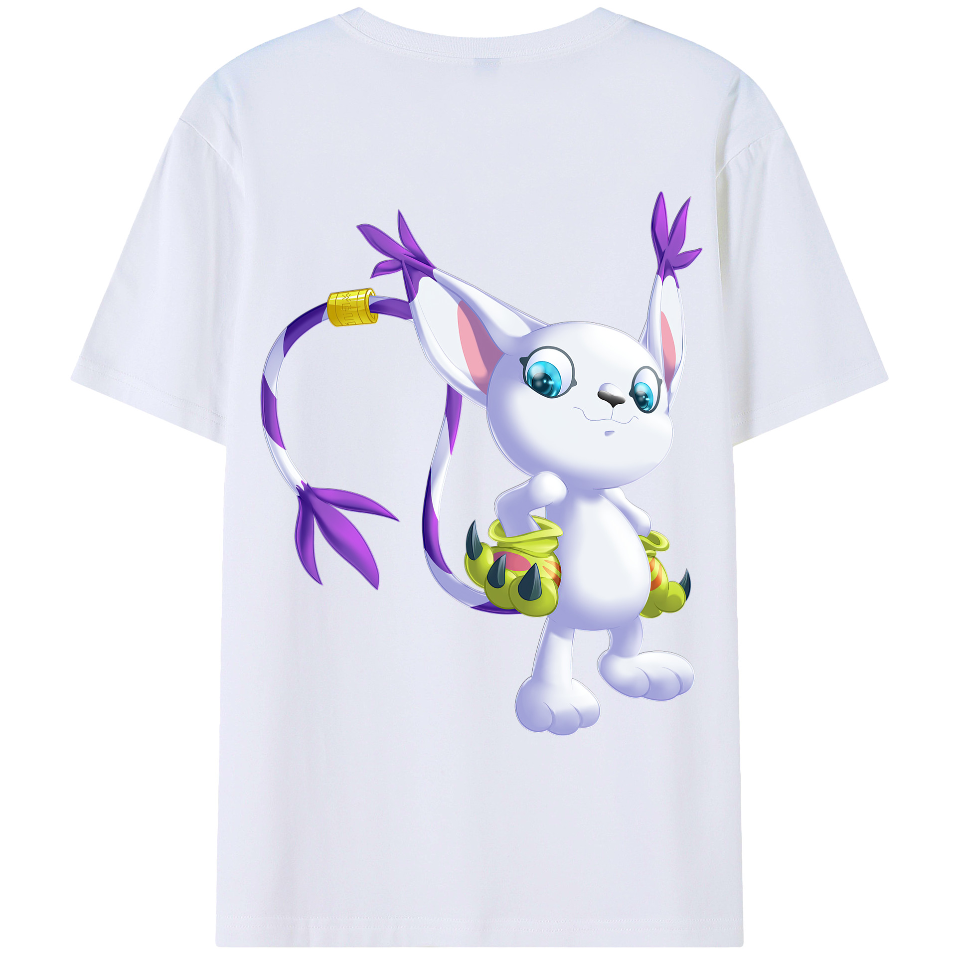 （画像用） Digimon デジタルモンスター/デジモン 綿100％ メンズ半袖Tシャツ（バックプリント） 通気性