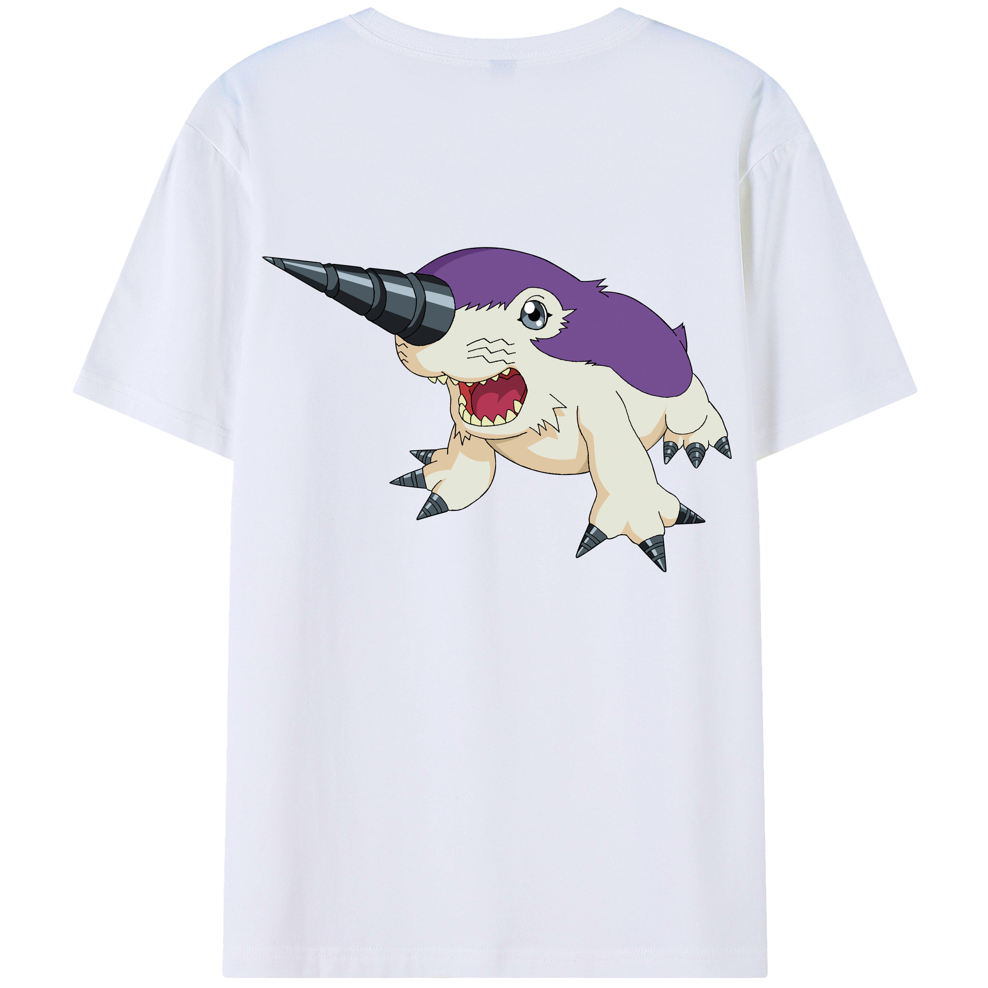 （画像用） Digimon デジタルモンスター/デジモン 綿100％ メンズ半袖Tシャツ（バックプリント） 通気性