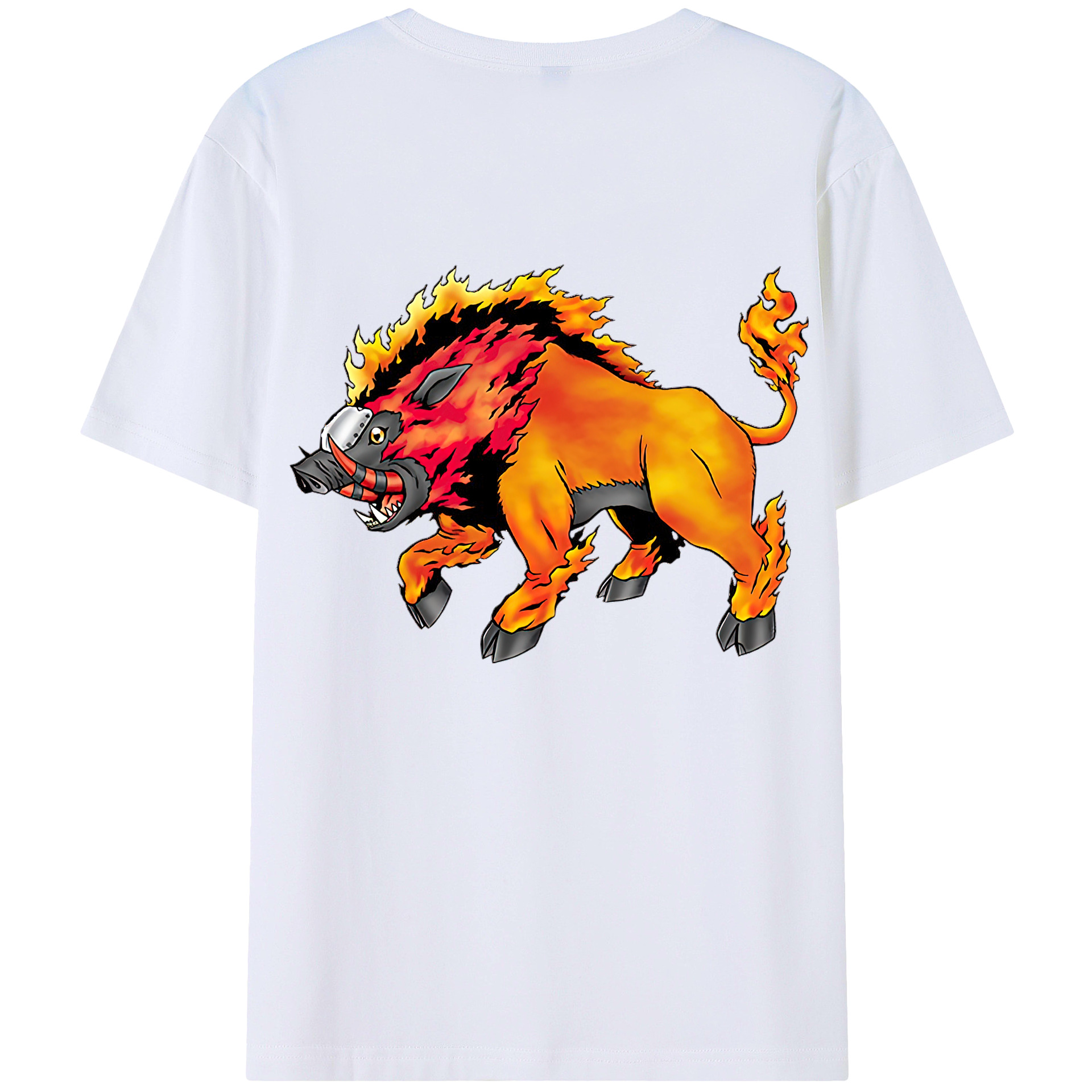 （画像用） Digimon デジタルモンスター/デジモン 綿100％ メンズ半袖Tシャツ（バックプリント） 通気性