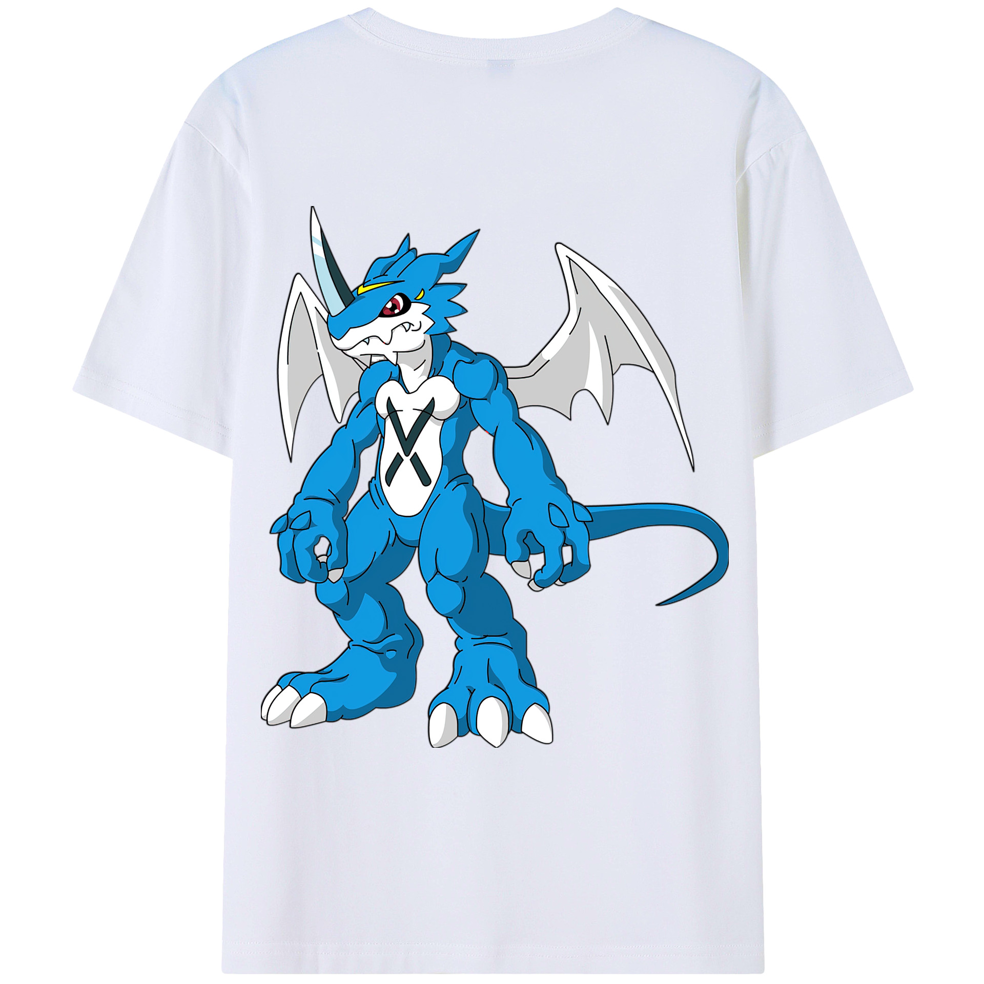 （画像用） Digimon デジタルモンスター/デジモン 綿100％ メンズ半袖Tシャツ（バックプリント） 通気性