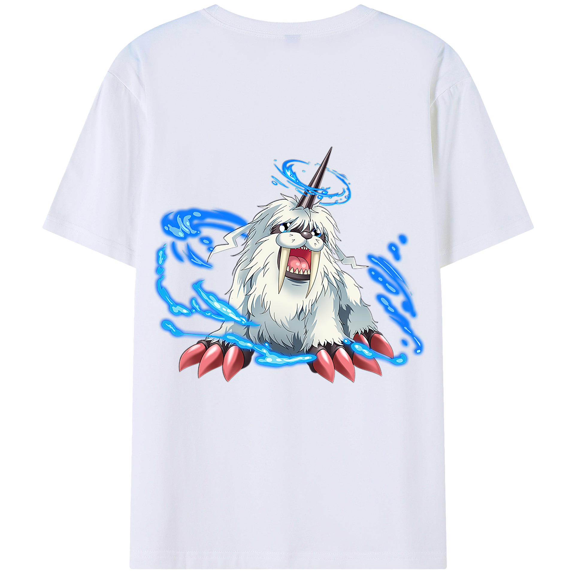 （画像用） Digimon デジタルモンスター/デジモン 綿100％ メンズ半袖Tシャツ（バックプリント） 通気性