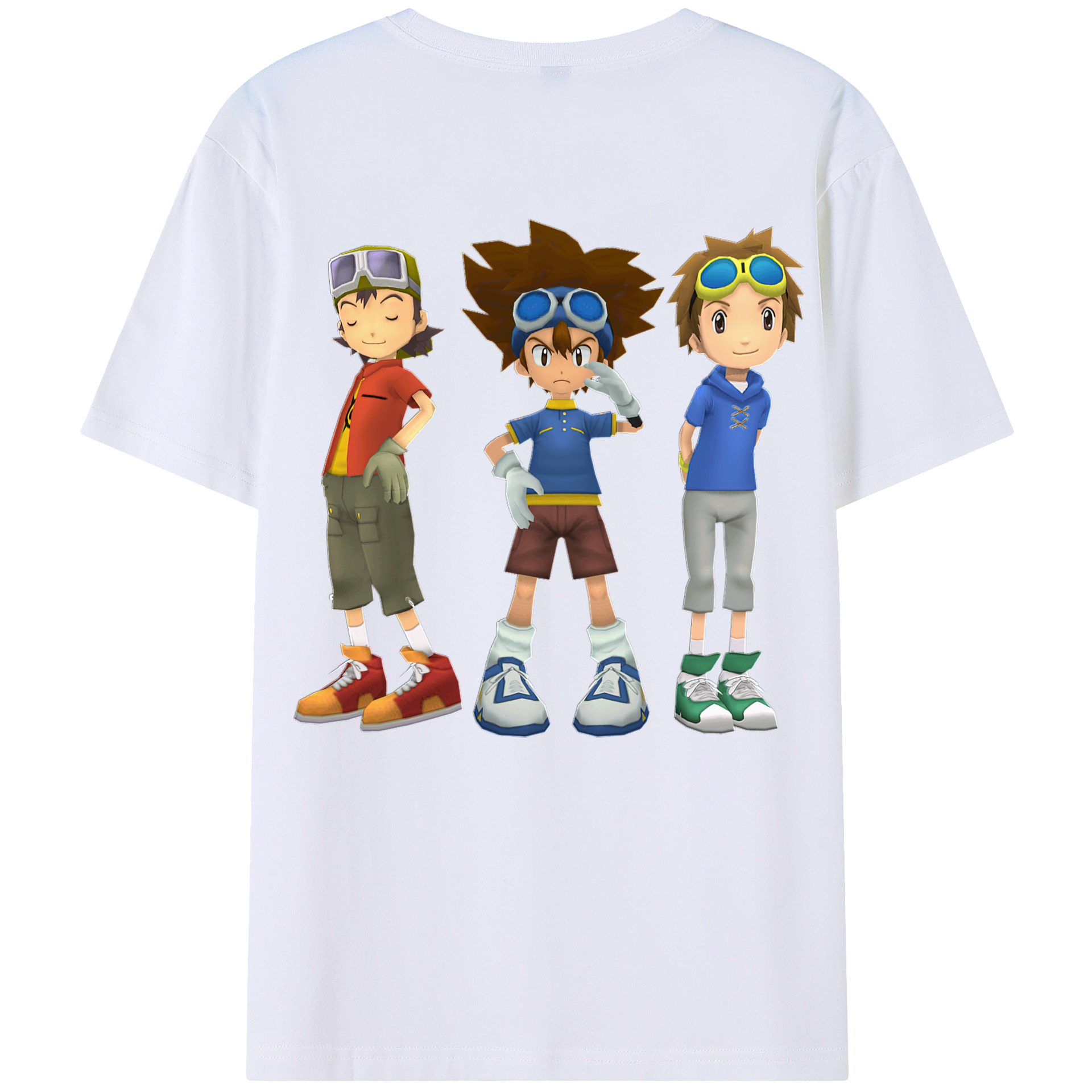 （画像用） Digimon デジタルモンスター/デジモン 綿100％ メンズ半袖Tシャツ（バックプリント） 通気性