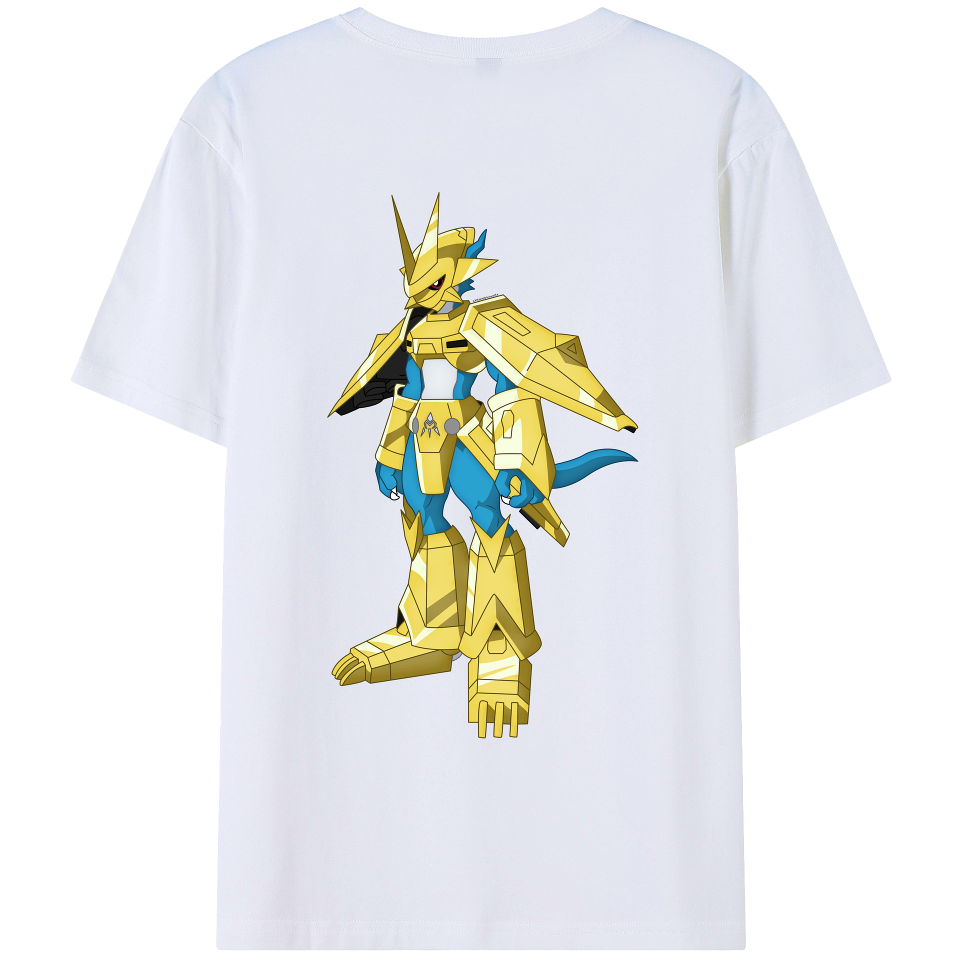 （画像用） Digimon デジタルモンスター/デジモン 綿100％ メンズ半袖Tシャツ（バックプリント） 通気性