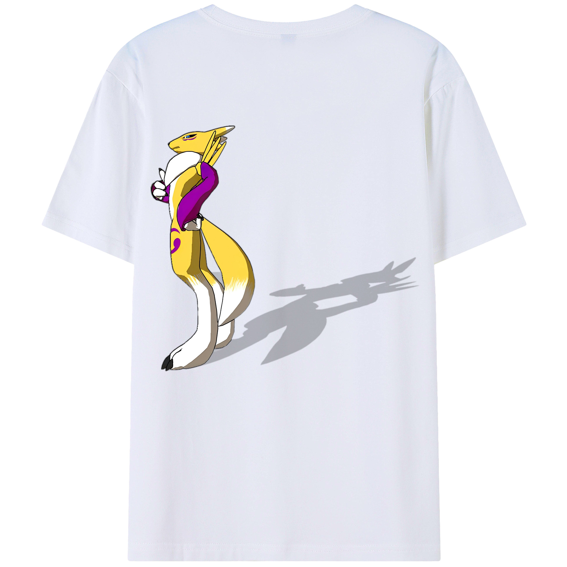 （画像用） Digimon デジタルモンスター/デジモン 綿100％ メンズ半袖Tシャツ（バックプリント） 通気性