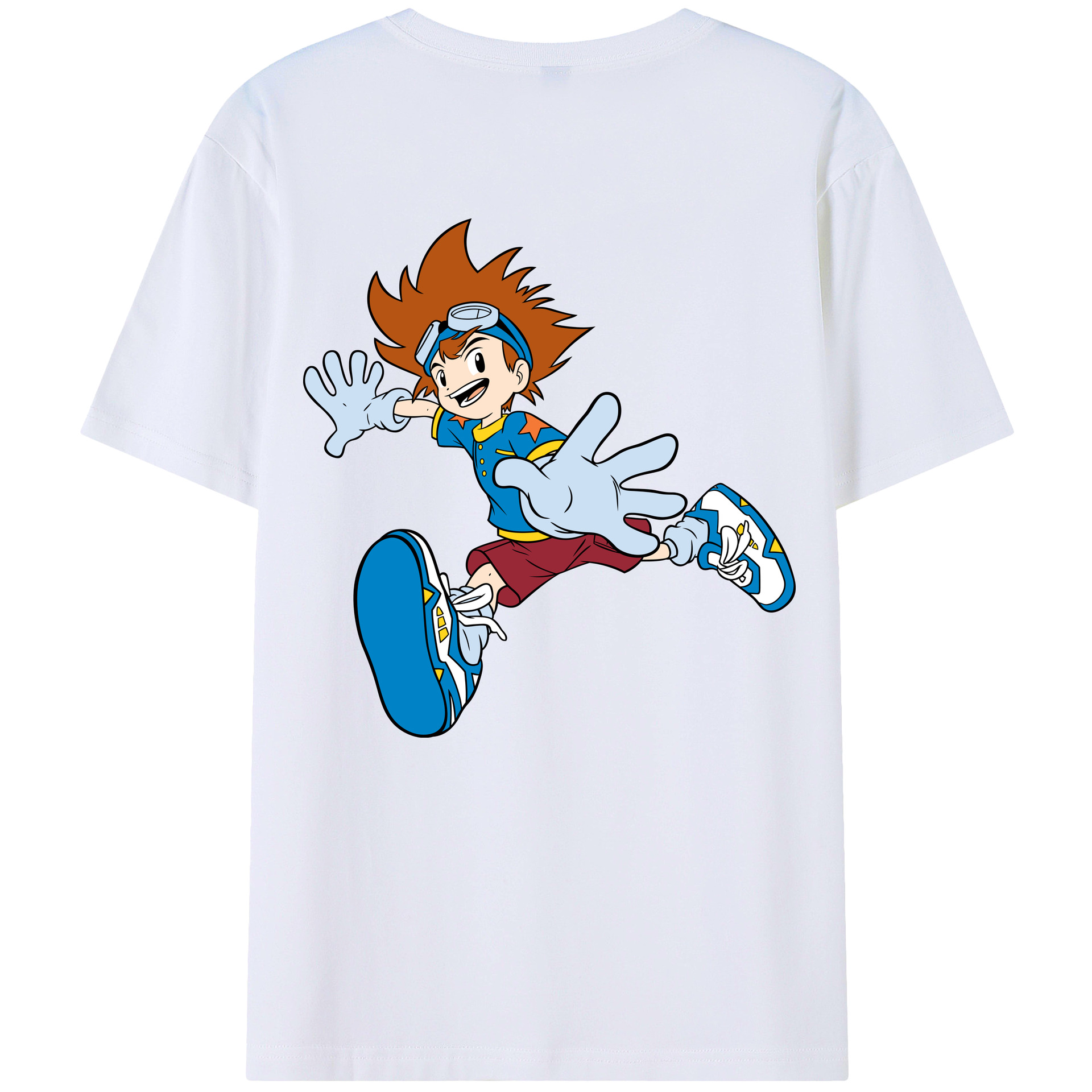 （画像用） Digimon デジタルモンスター/デジモン 綿100％ メンズ半袖Tシャツ（バックプリント） 通気性