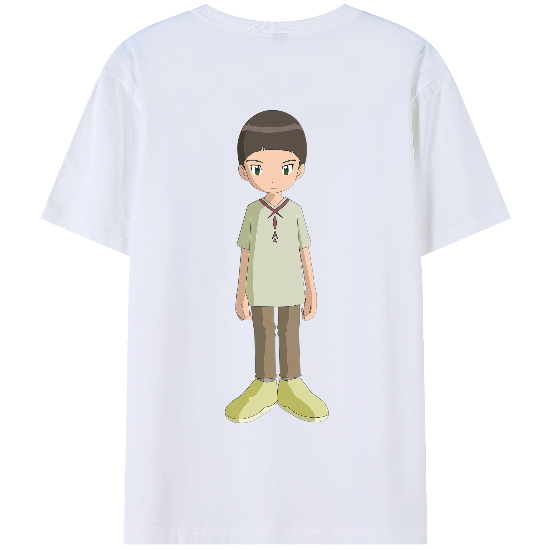 （画像用） Digimon デジタルモンスター/デジモン 綿100％ メンズ半袖Tシャツ（バックプリント） 通気性