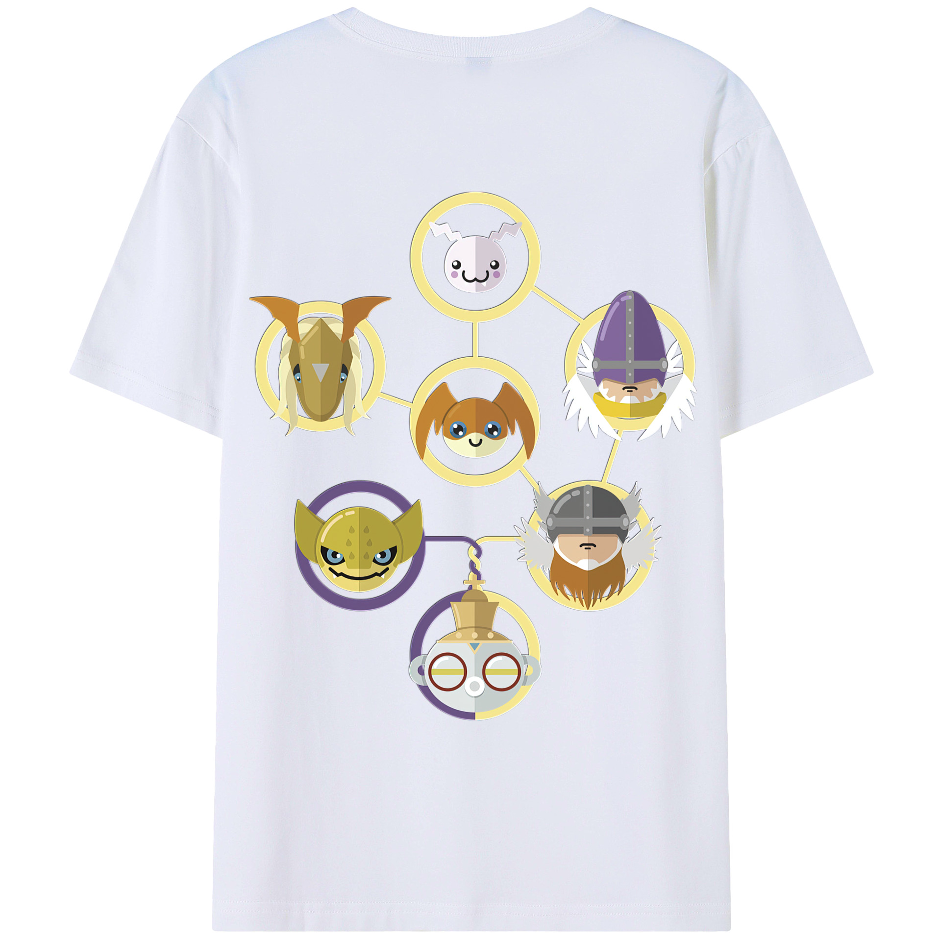 （画像用） Digimon デジタルモンスター/デジモン 綿100％ メンズ半袖Tシャツ（バックプリント） 通気性
