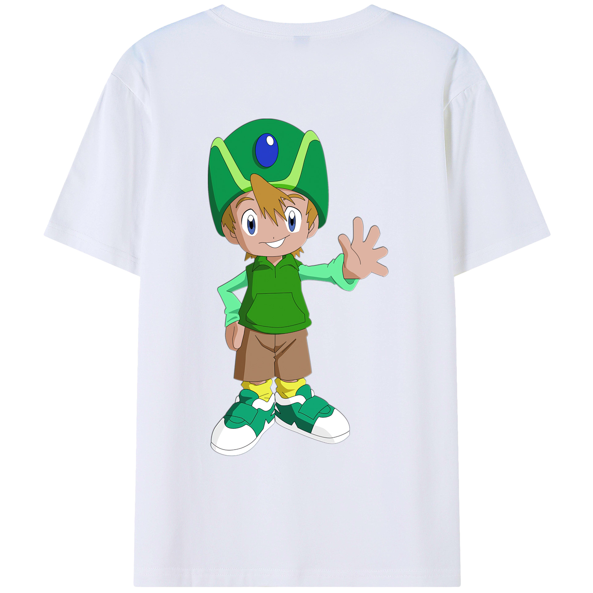 （画像用） Digimon デジタルモンスター/デジモン 綿100％ メンズ半袖Tシャツ（バックプリント） 通気性