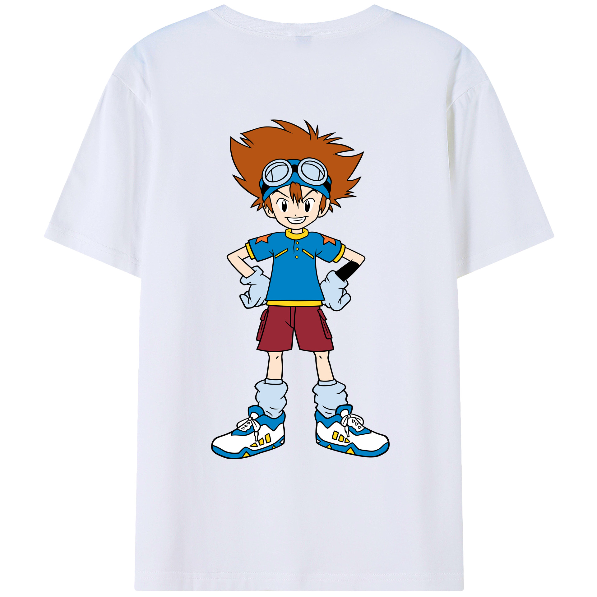 （画像用） Digimon デジタルモンスター/デジモン 綿100％ メンズ半袖Tシャツ（バックプリント） 通気性