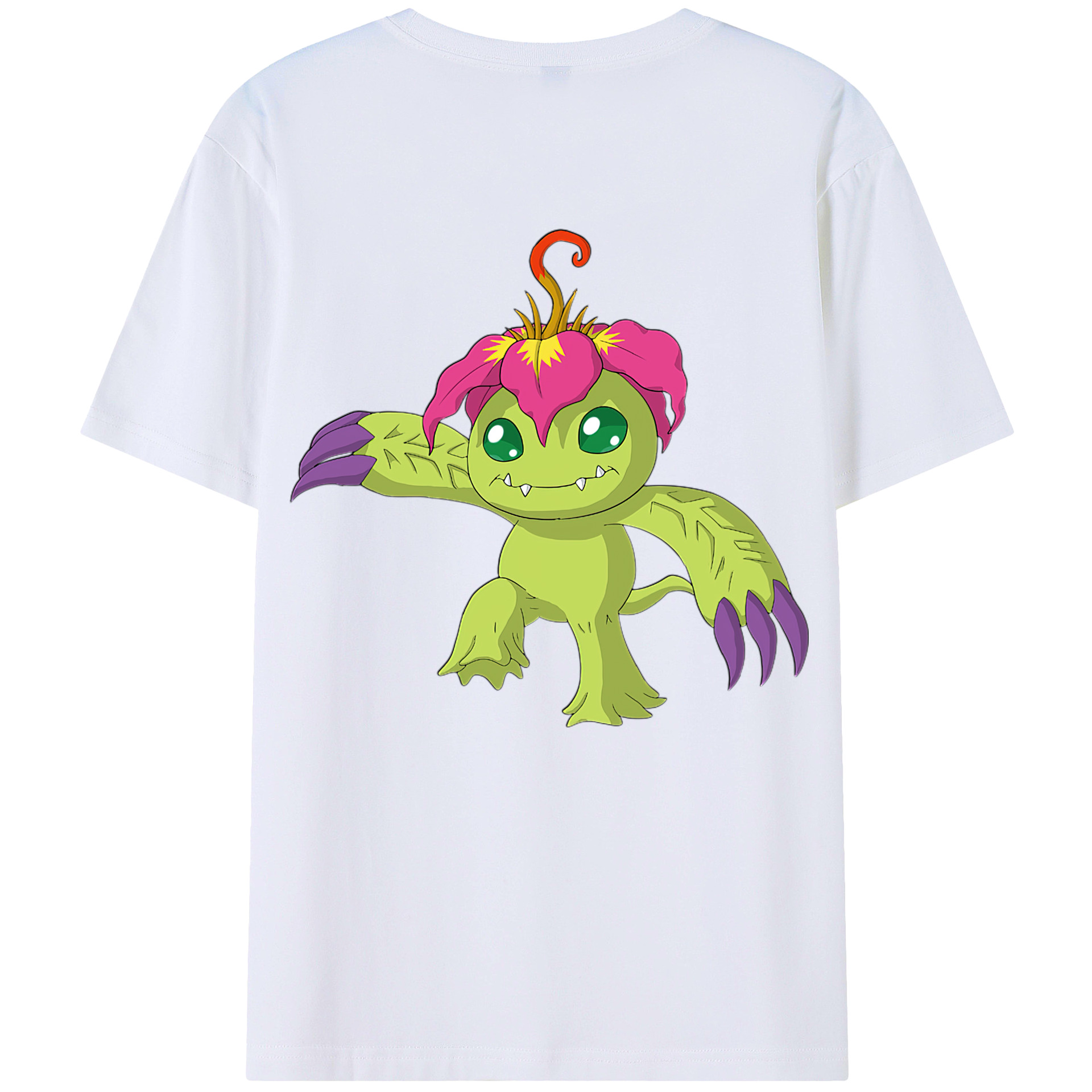 （画像用） Digimon デジタルモンスター/デジモン 綿100％ メンズ半袖Tシャツ（バックプリント） 通気性