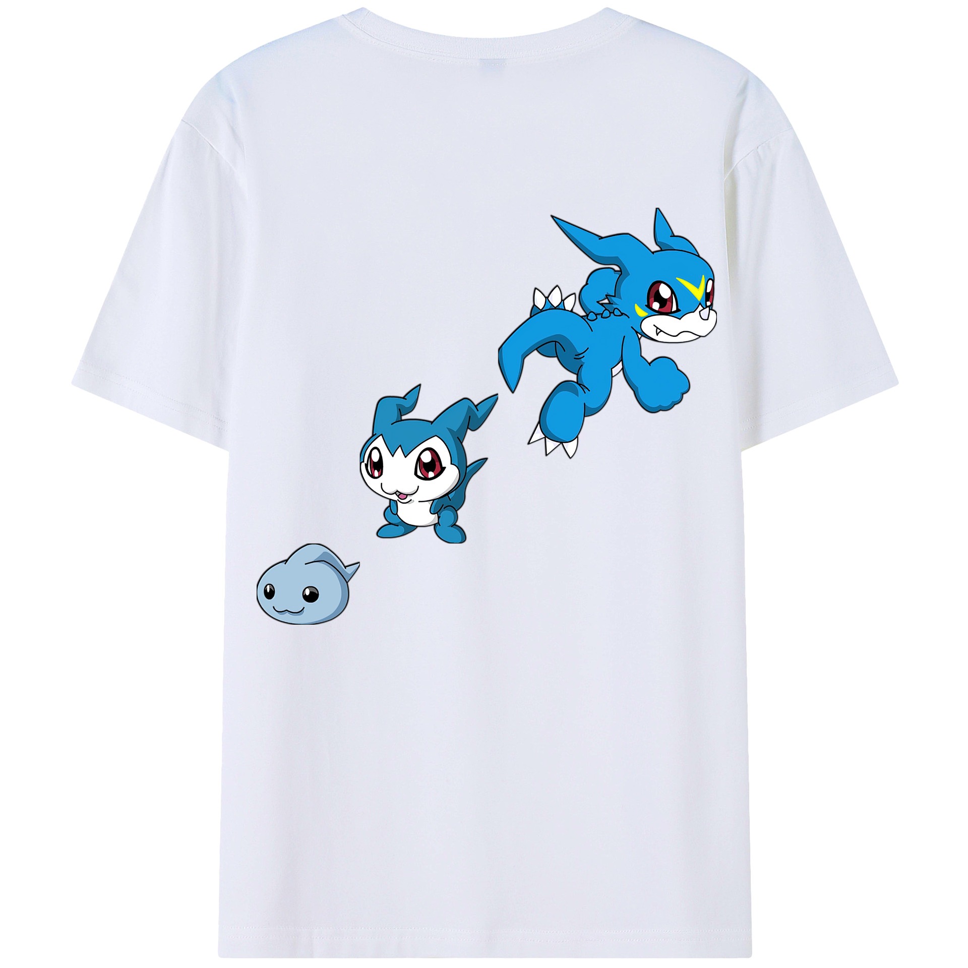 （画像用） Digimon デジタルモンスター/デジモン 綿100％ メンズ半袖Tシャツ（バックプリント） 通気性