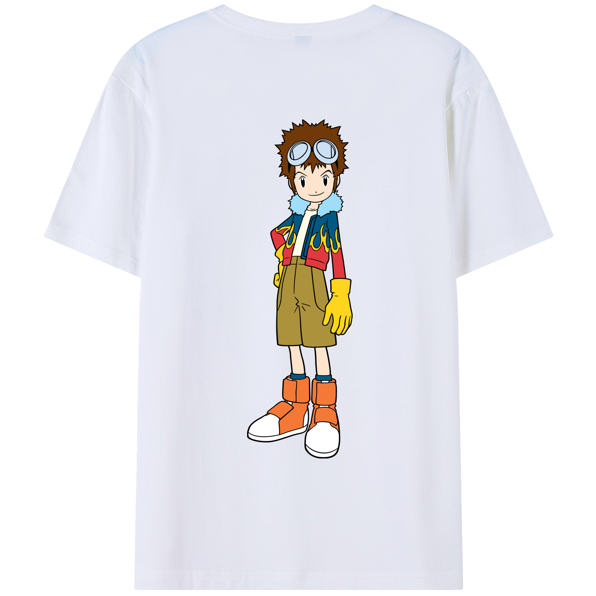 （画像用） Digimon デジタルモンスター/デジモン 綿100％ メンズ半袖Tシャツ（バックプリント） 通気性
