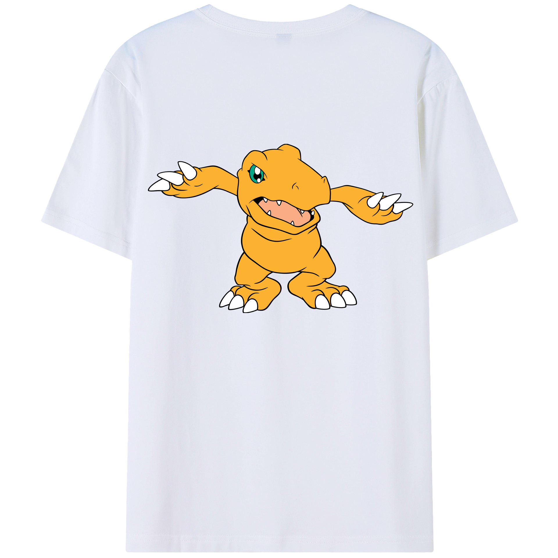 （画像用） Digimon デジタルモンスター/デジモン 綿100％ メンズ半袖Tシャツ（バックプリント） 通気性