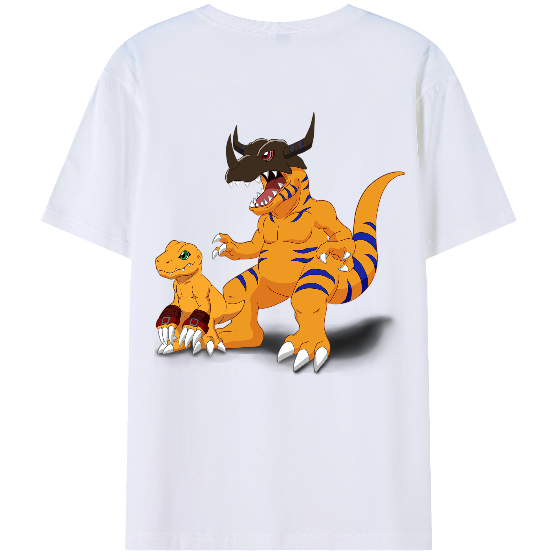 （画像用） Digimon デジタルモンスター/デジモン 綿100％ メンズ半袖Tシャツ（バックプリント） 通気性