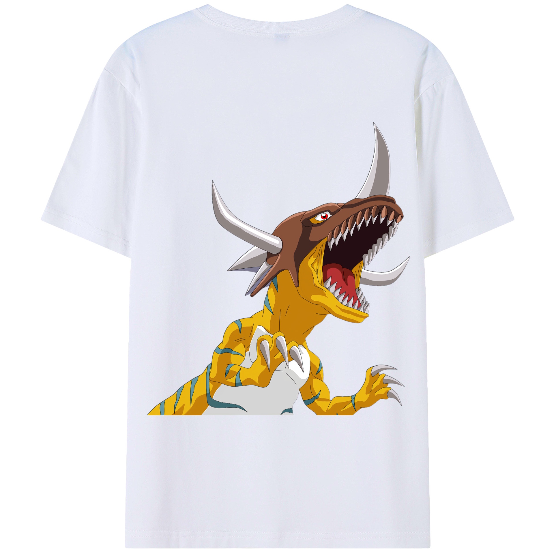 （画像用） Digimon デジタルモンスター/デジモン 綿100％ メンズ半袖Tシャツ（バックプリント） 通気性