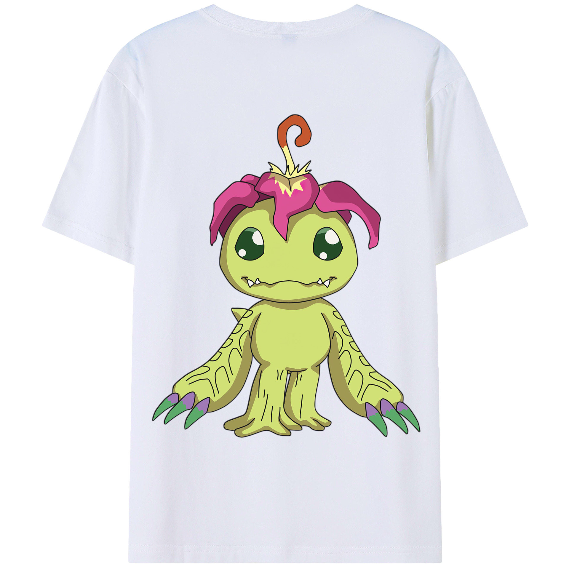 （画像用） Digimon デジタルモンスター/デジモン 綿100％ メンズ半袖Tシャツ（バックプリント） 通気性