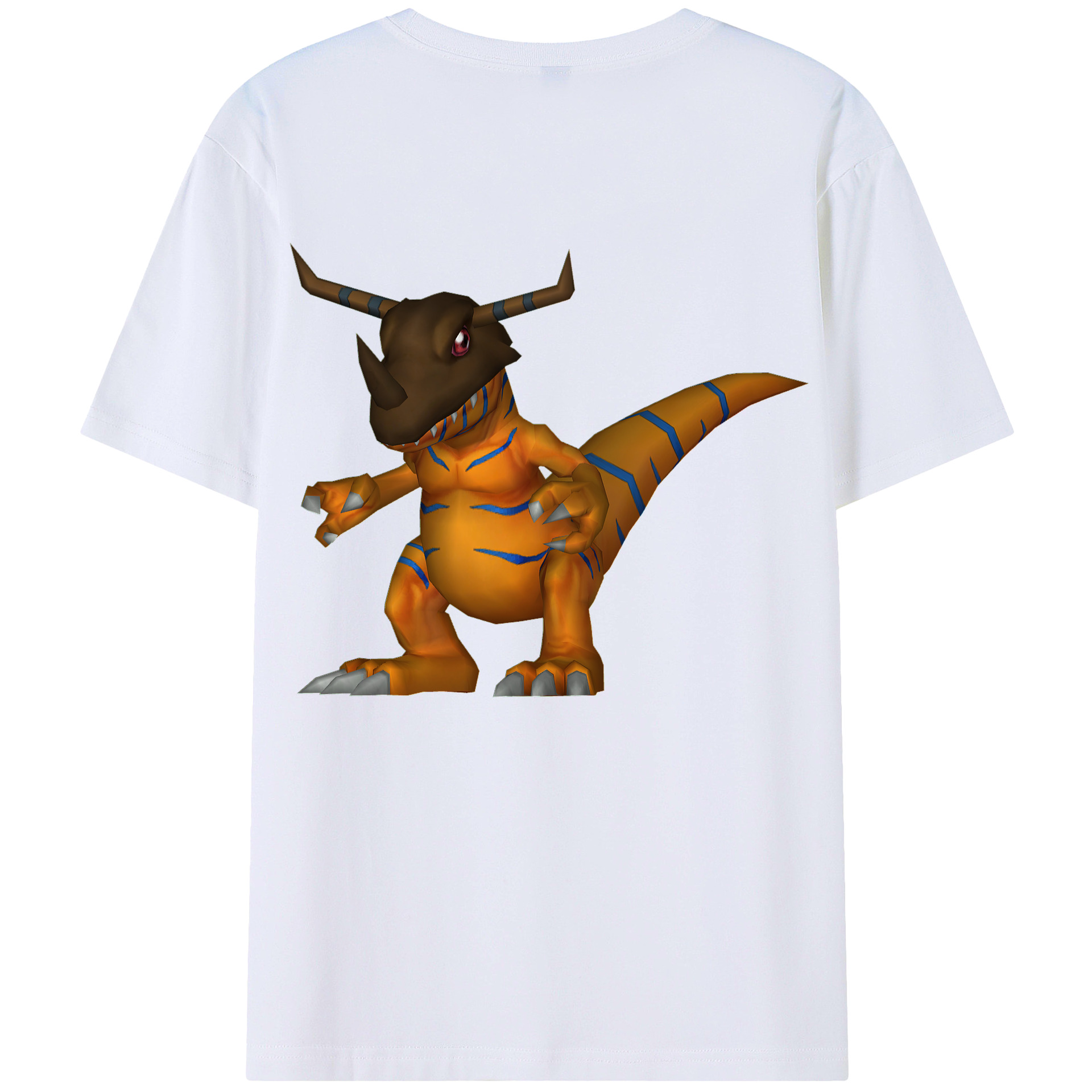 （画像用） Digimon デジタルモンスター/デジモン 綿100％ メンズ半袖Tシャツ（バックプリント） 通気性
