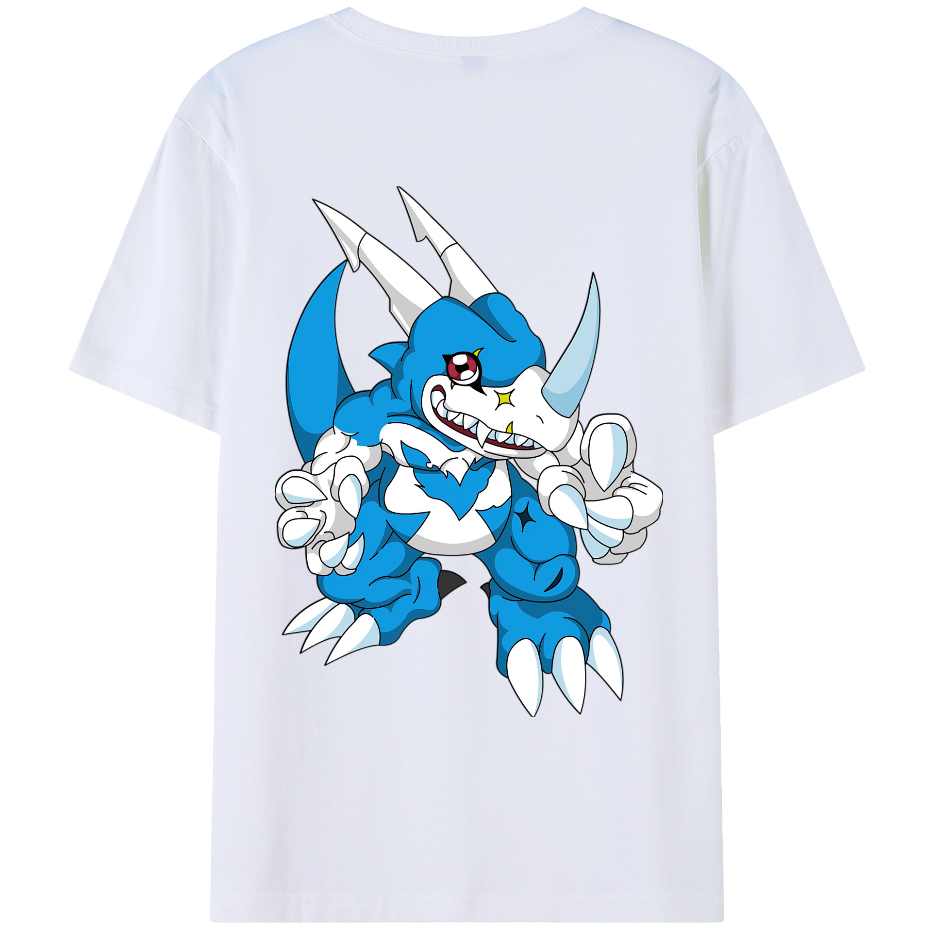 （画像用） Digimon デジタルモンスター/デジモン 綿100％ メンズ半袖Tシャツ（バックプリント） 通気性
