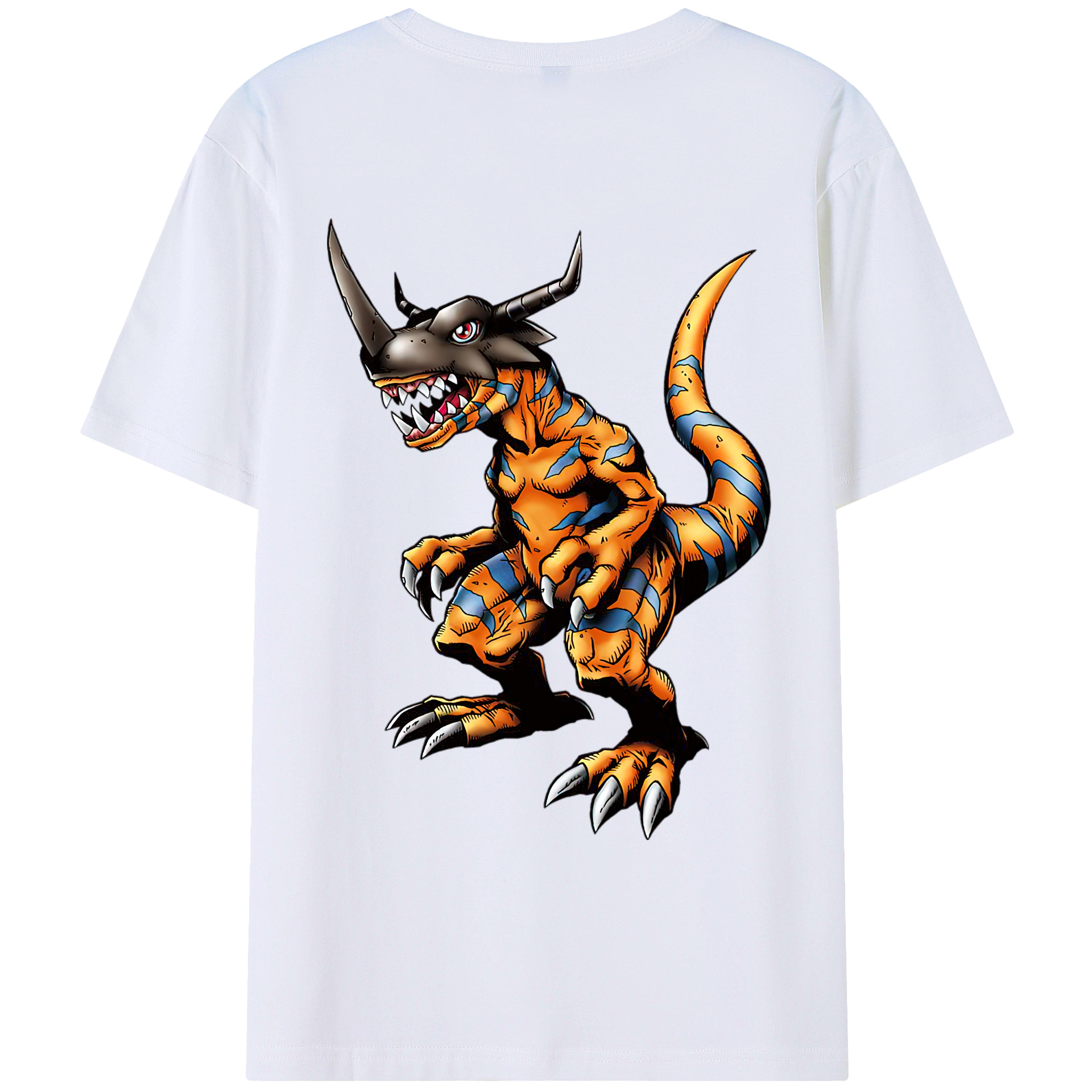 （画像用） Digimon デジタルモンスター/デジモン 綿100％ メンズ半袖Tシャツ（バックプリント） 通気性