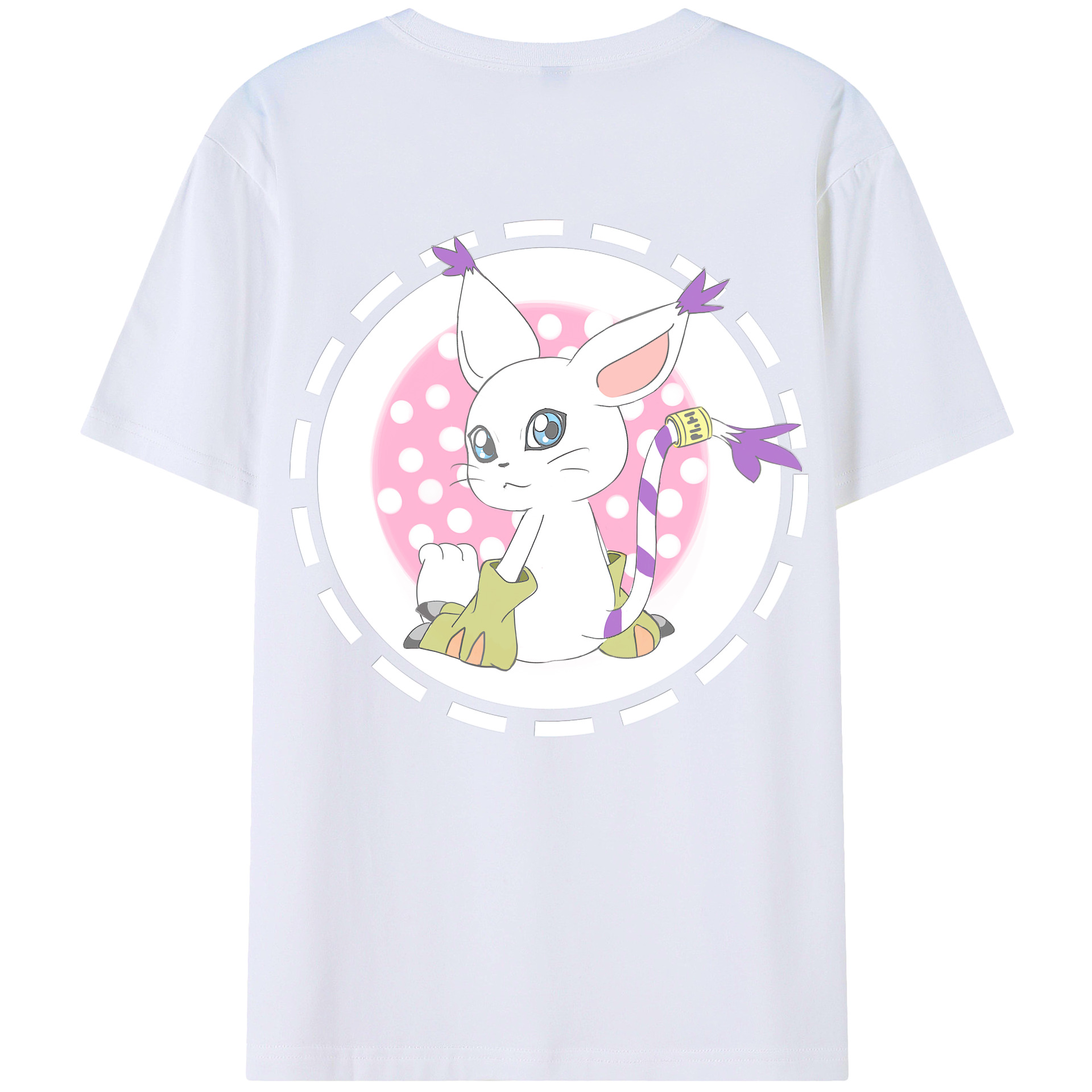 （画像用） Digimon デジタルモンスター/デジモン 綿100％ メンズ半袖Tシャツ（バックプリント） 通気性
