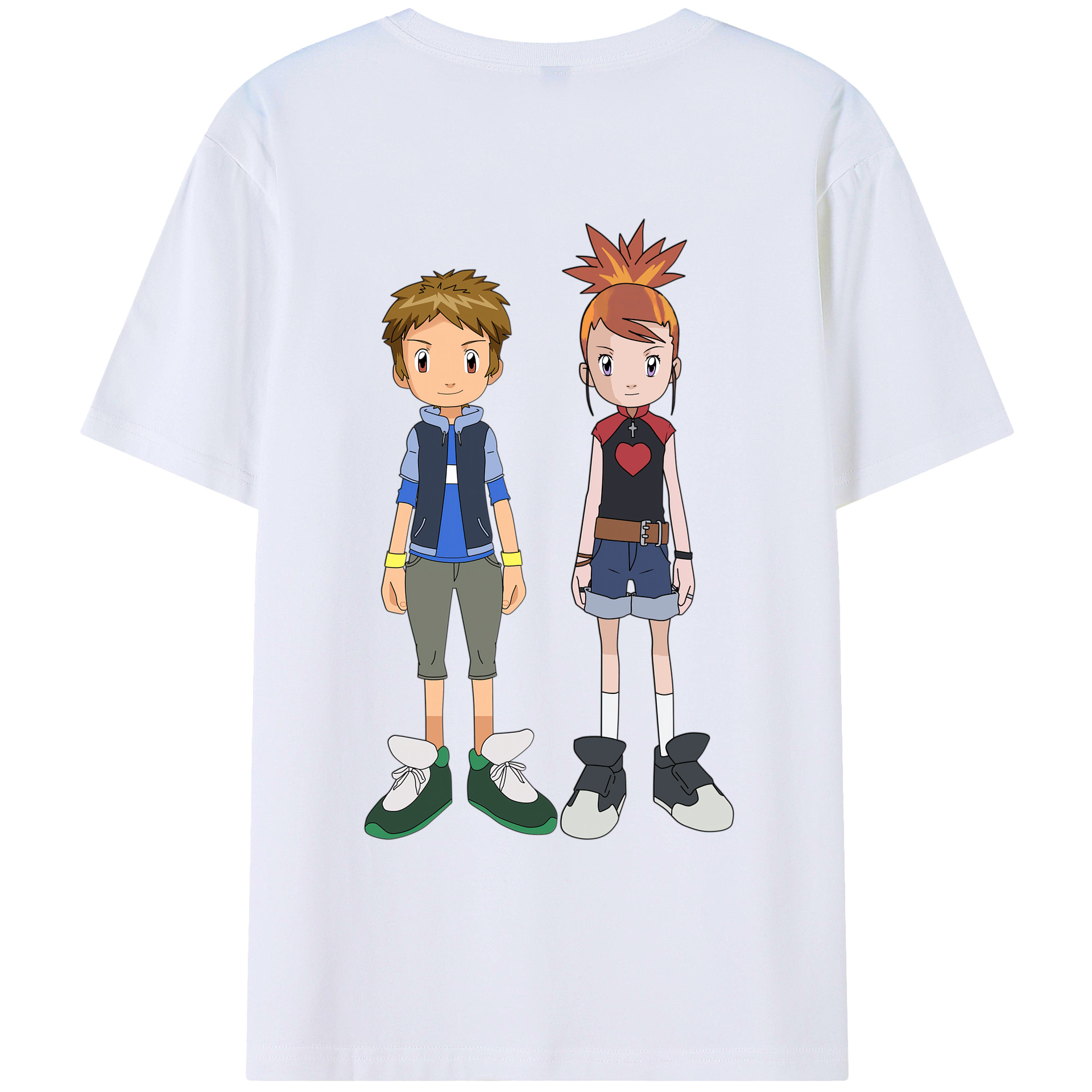 （画像用） Digimon デジタルモンスター/デジモン 綿100％ メンズ半袖Tシャツ（バックプリント） 通気性