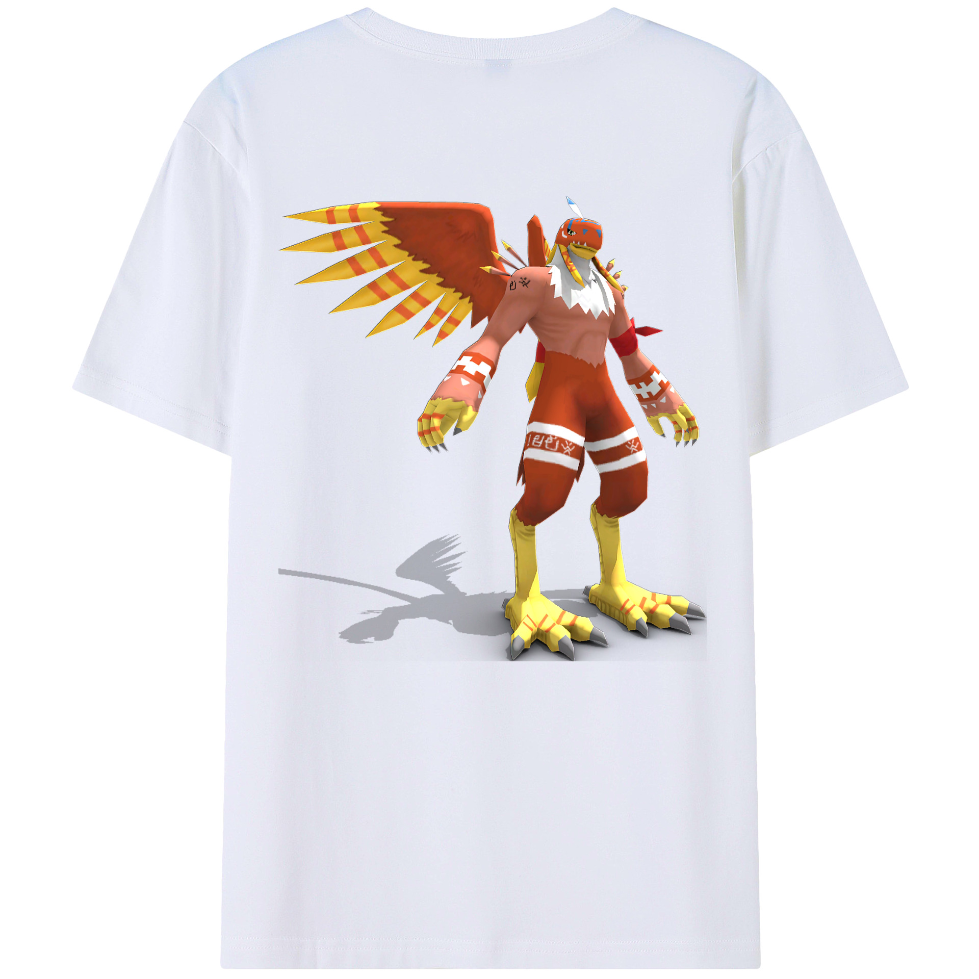 （画像用） Digimon デジタルモンスター/デジモン 綿100％ メンズ半袖Tシャツ（バックプリント） 通気性