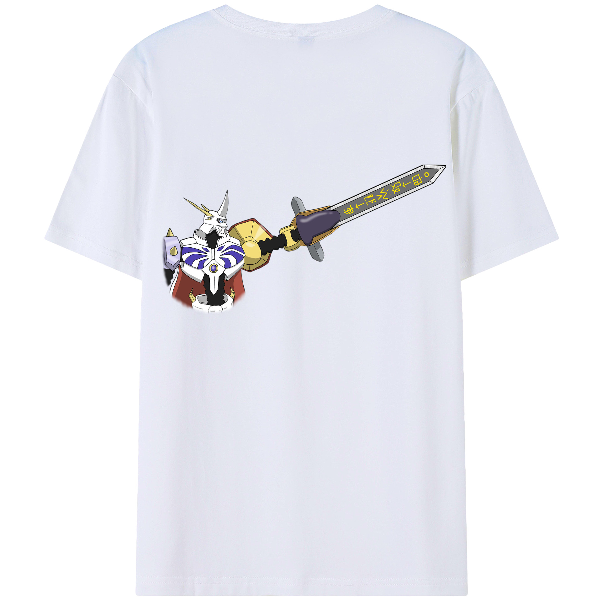 （画像用） Digimon デジタルモンスター/デジモン 綿100％ メンズ半袖Tシャツ（バックプリント） 通気性