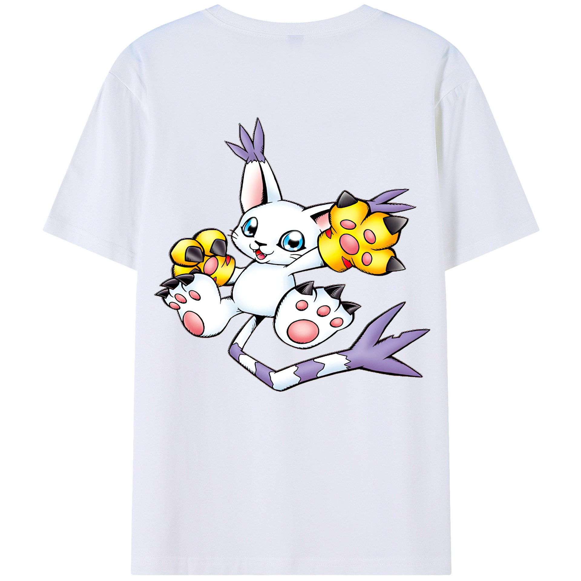（画像用） Digimon デジタルモンスター/デジモン 綿100％ メンズ半袖Tシャツ（バックプリント） 通気性