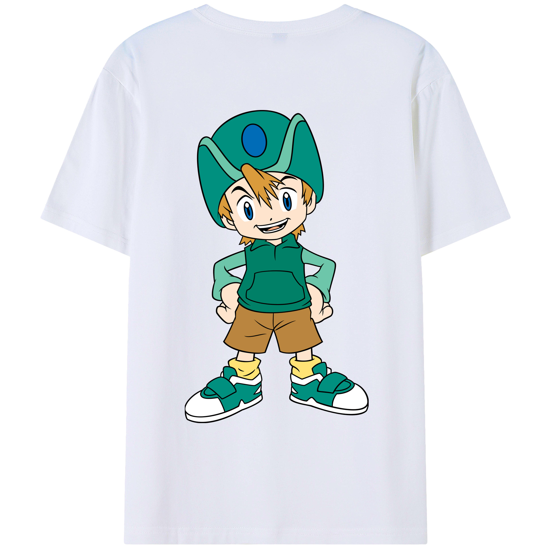 （画像用） Digimon デジタルモンスター/デジモン 綿100％ メンズ半袖Tシャツ（バックプリント） 通気性