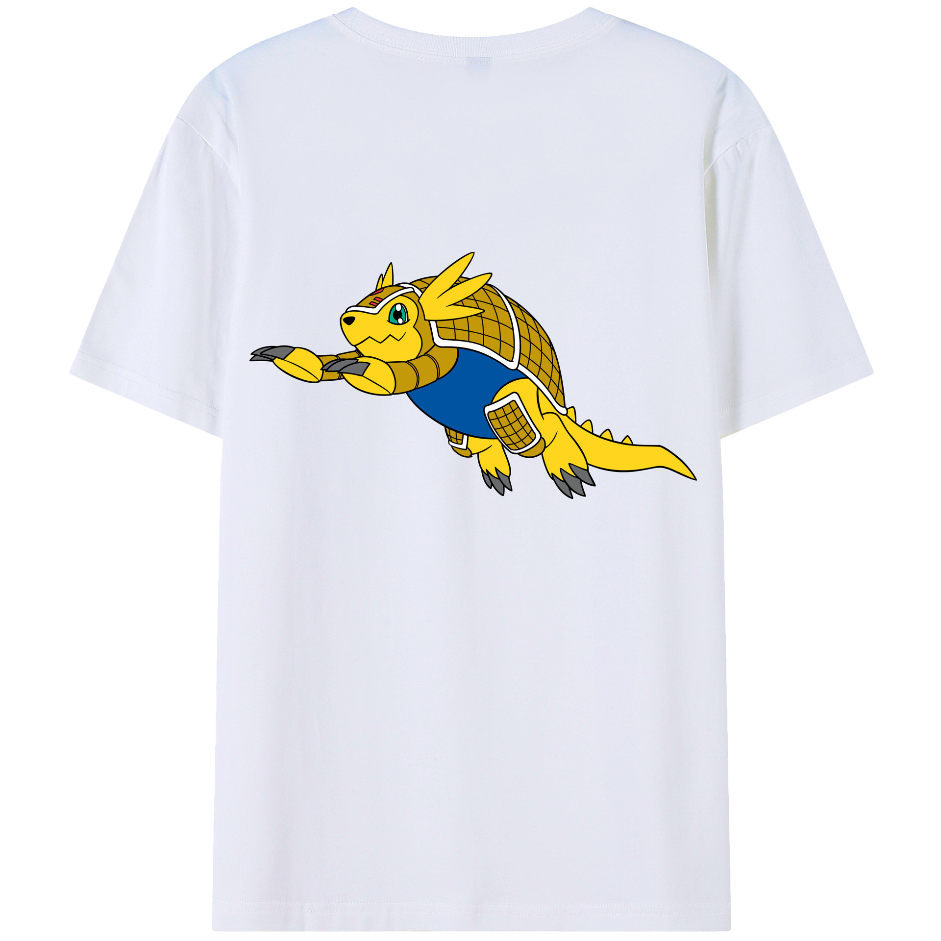 （画像用） Digimon デジタルモンスター/デジモン 綿100％ メンズ半袖Tシャツ（バックプリント） 通気性
