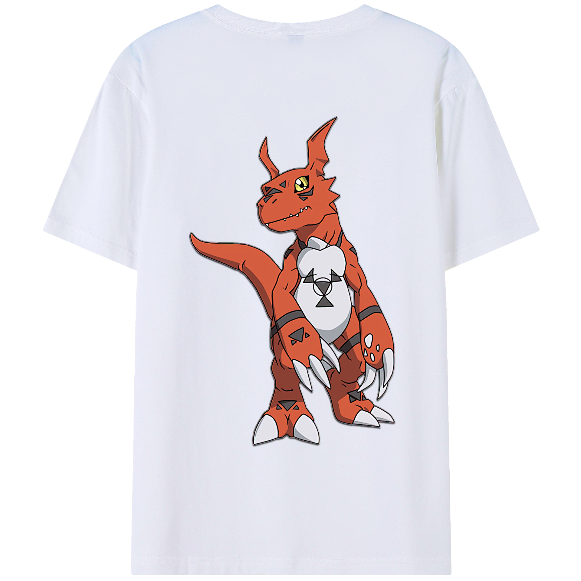 （画像用） Digimon デジタルモンスター/デジモン 綿100％ メンズ半袖Tシャツ（バックプリント） 通気性