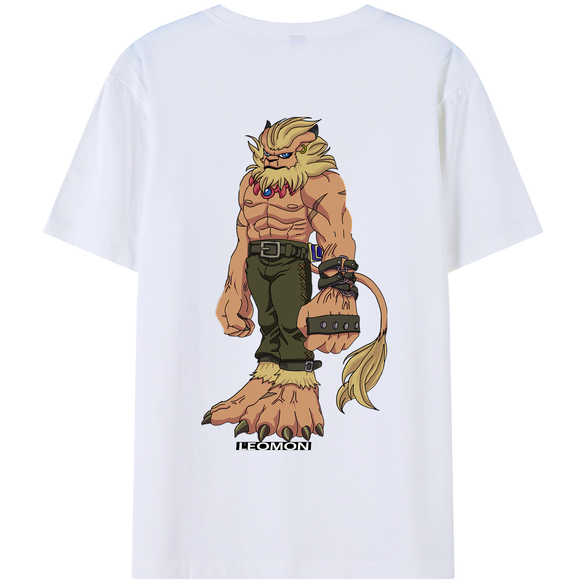 （画像用） Digimon デジタルモンスター/デジモン 綿100％ メンズ半袖Tシャツ（バックプリント） 通気性