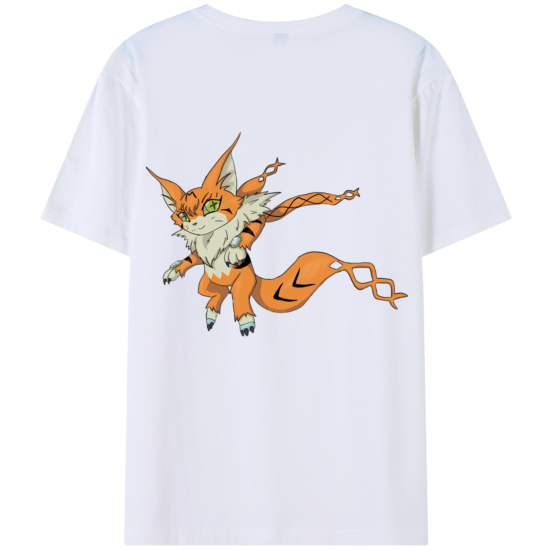 （画像用） Digimon デジタルモンスター/デジモン 綿100％ メンズ半袖Tシャツ（バックプリント） 通気性