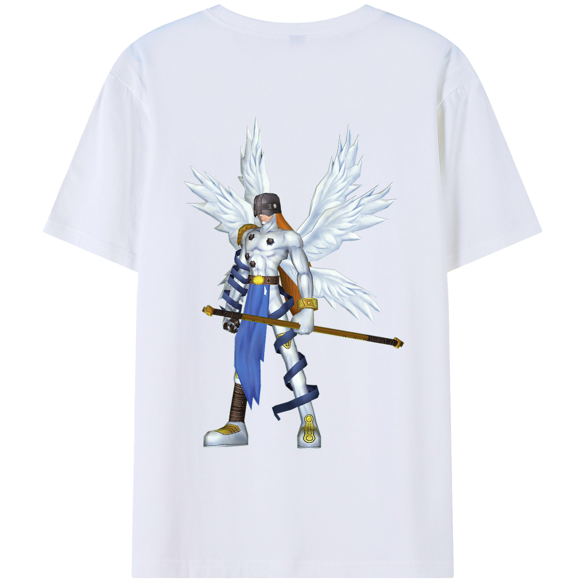 （画像用） Digimon デジタルモンスター/デジモン 綿100％ メンズ半袖Tシャツ（バックプリント） 通気性