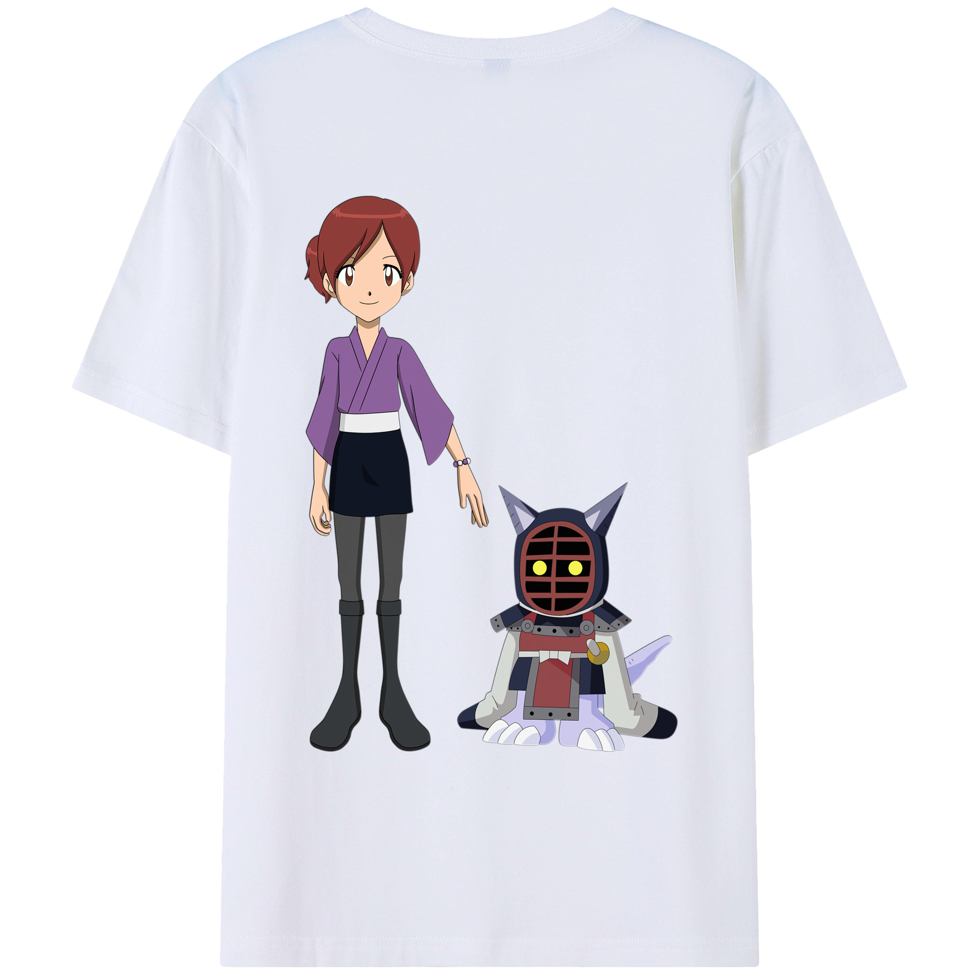 （画像用） Digimon デジタルモンスター/デジモン 綿100％ メンズ半袖Tシャツ（バックプリント） 通気性