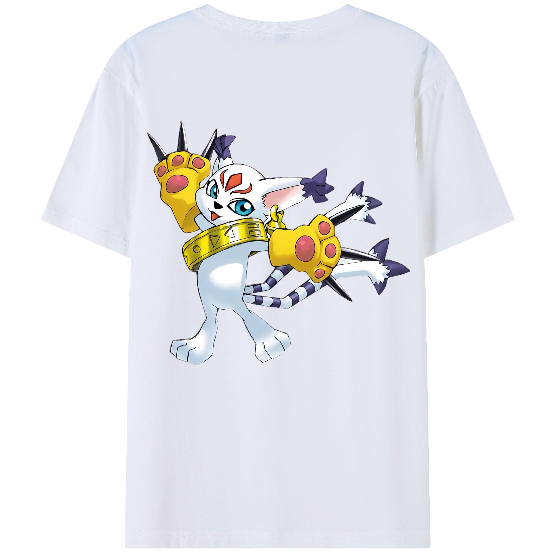 （画像用） Digimon デジタルモンスター/デジモン 綿100％ メンズ半袖Tシャツ（バックプリント） 通気性