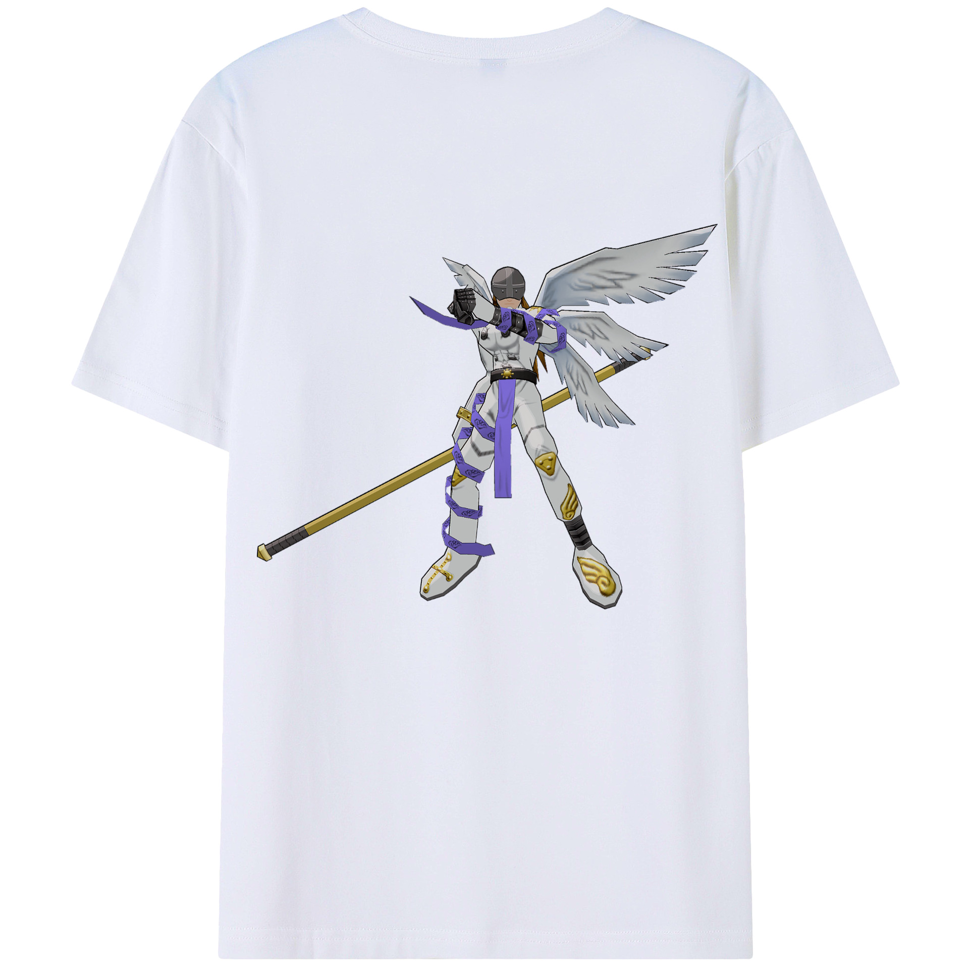（画像用） Digimon デジタルモンスター/デジモン 綿100％ メンズ半袖Tシャツ（バックプリント） 通気性