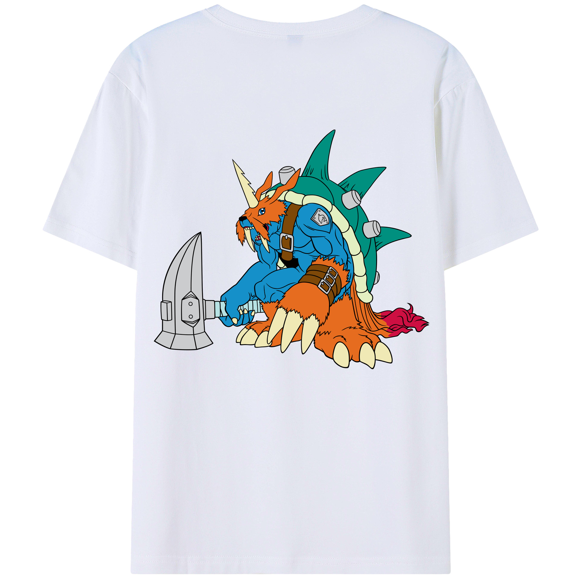 （画像用） Digimon デジタルモンスター/デジモン 綿100％ メンズ半袖Tシャツ（バックプリント） 通気性