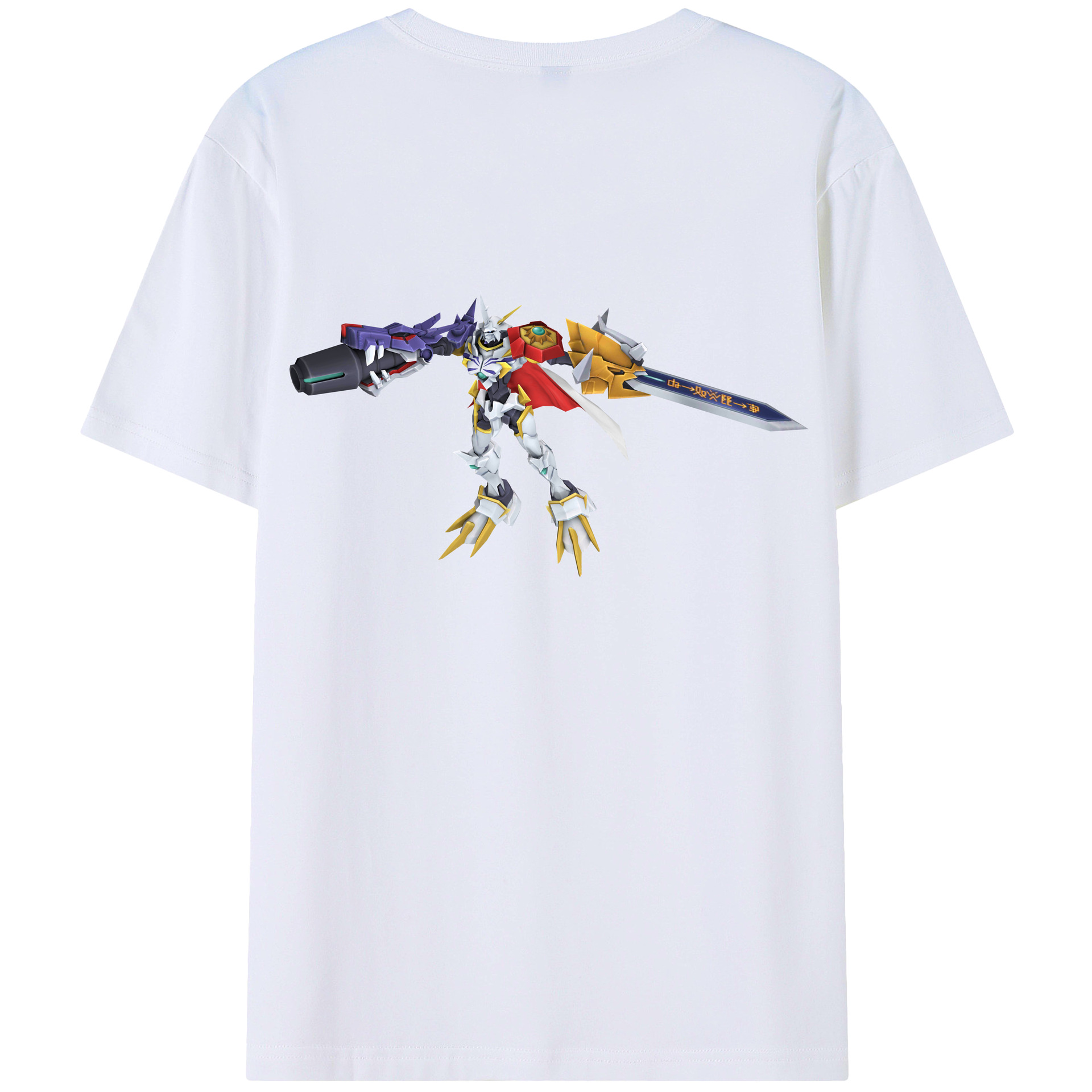 （画像用） Digimon デジタルモンスター/デジモン 綿100％ メンズ半袖Tシャツ（バックプリント） 通気性