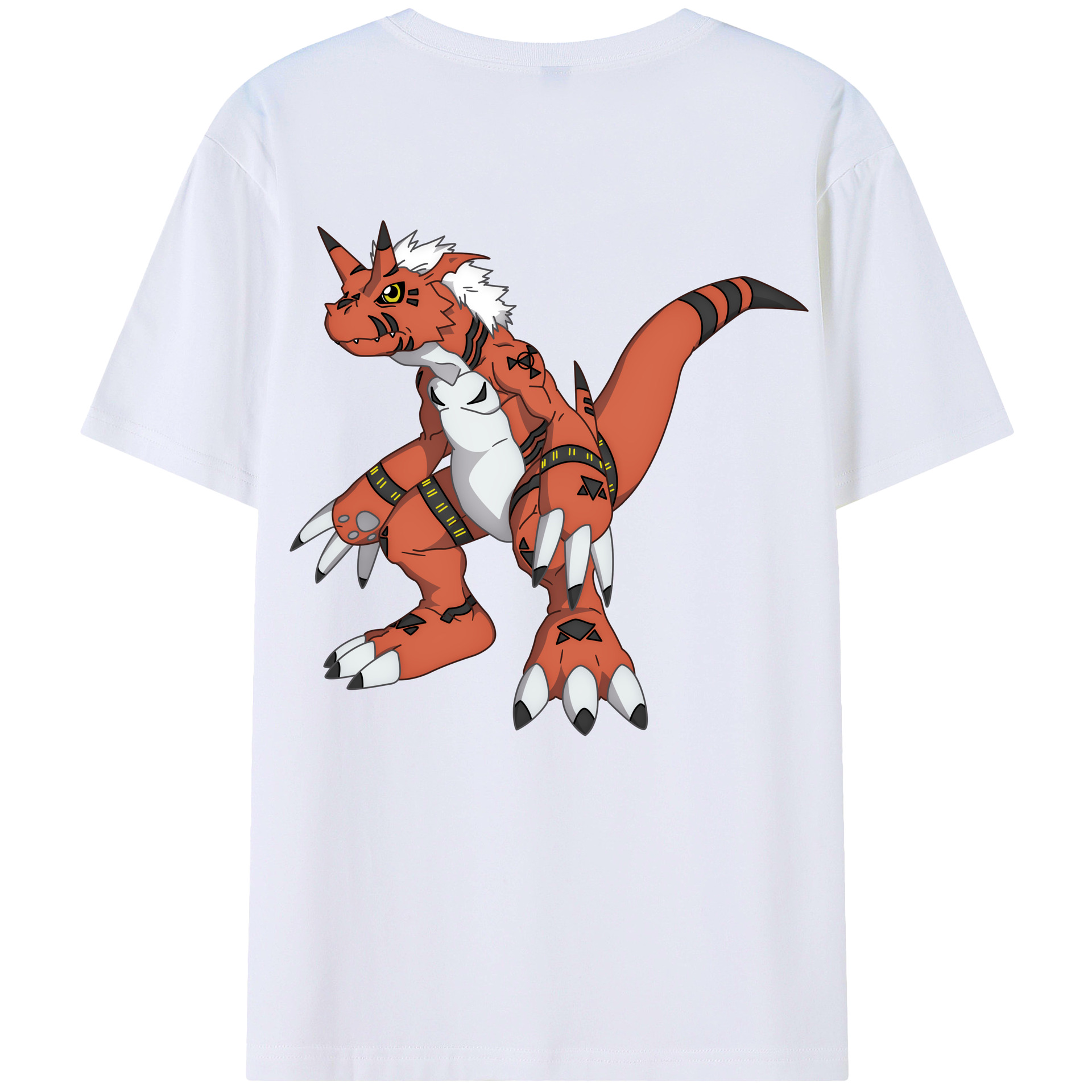 （画像用） Digimon デジタルモンスター/デジモン 綿100％ メンズ半袖Tシャツ（バックプリント） 通気性