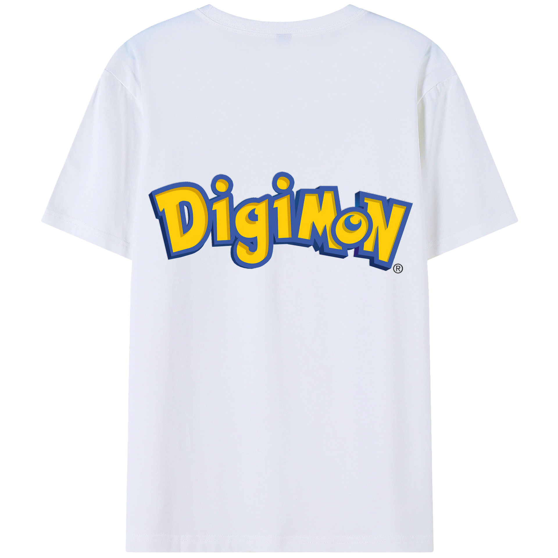 （画像用） Digimon デジタルモンスター/デジモン 綿100％ メンズ半袖Tシャツ（バックプリント） 通気性