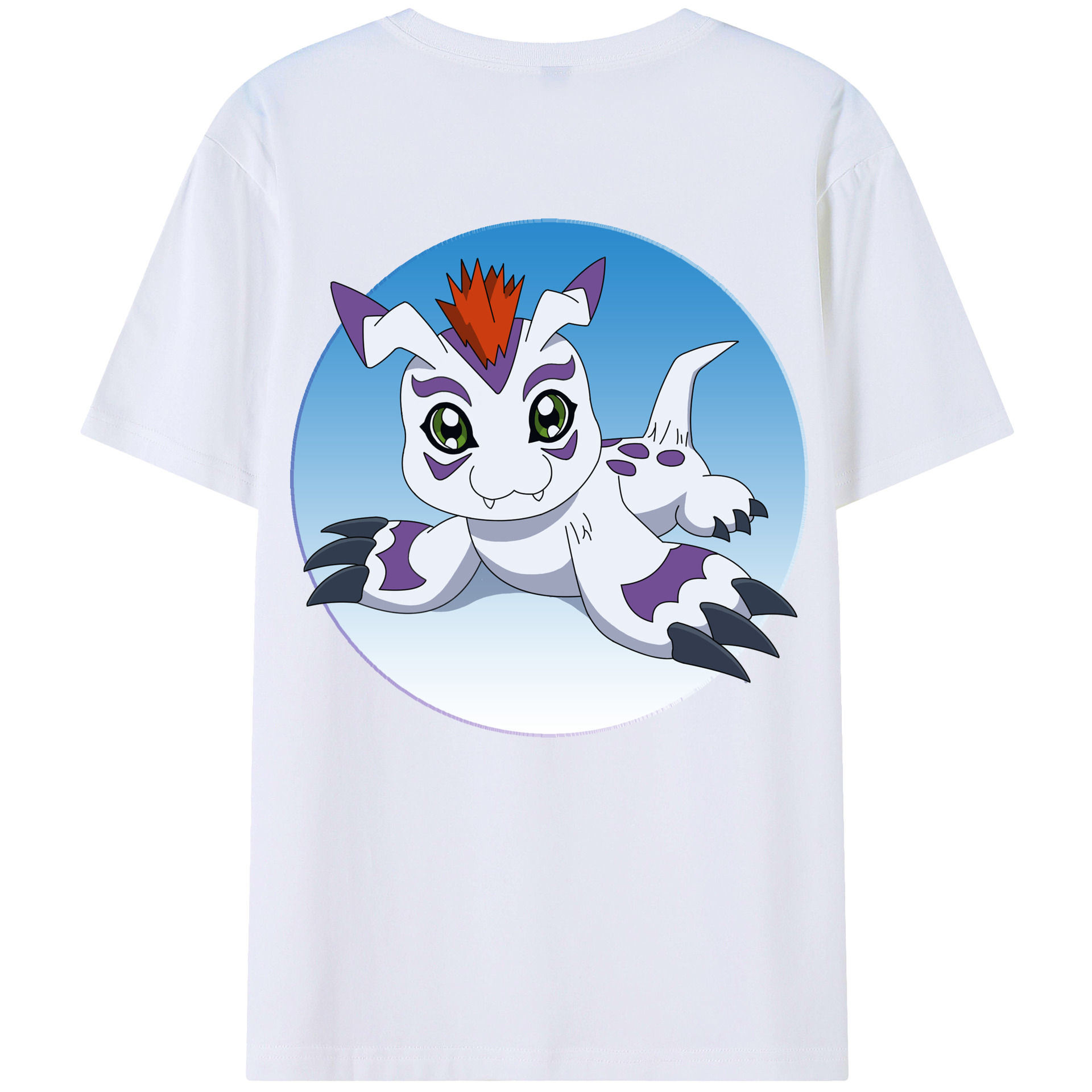 （画像用） Digimon デジタルモンスター/デジモン 綿100％ メンズ半袖Tシャツ（バックプリント） 通気性