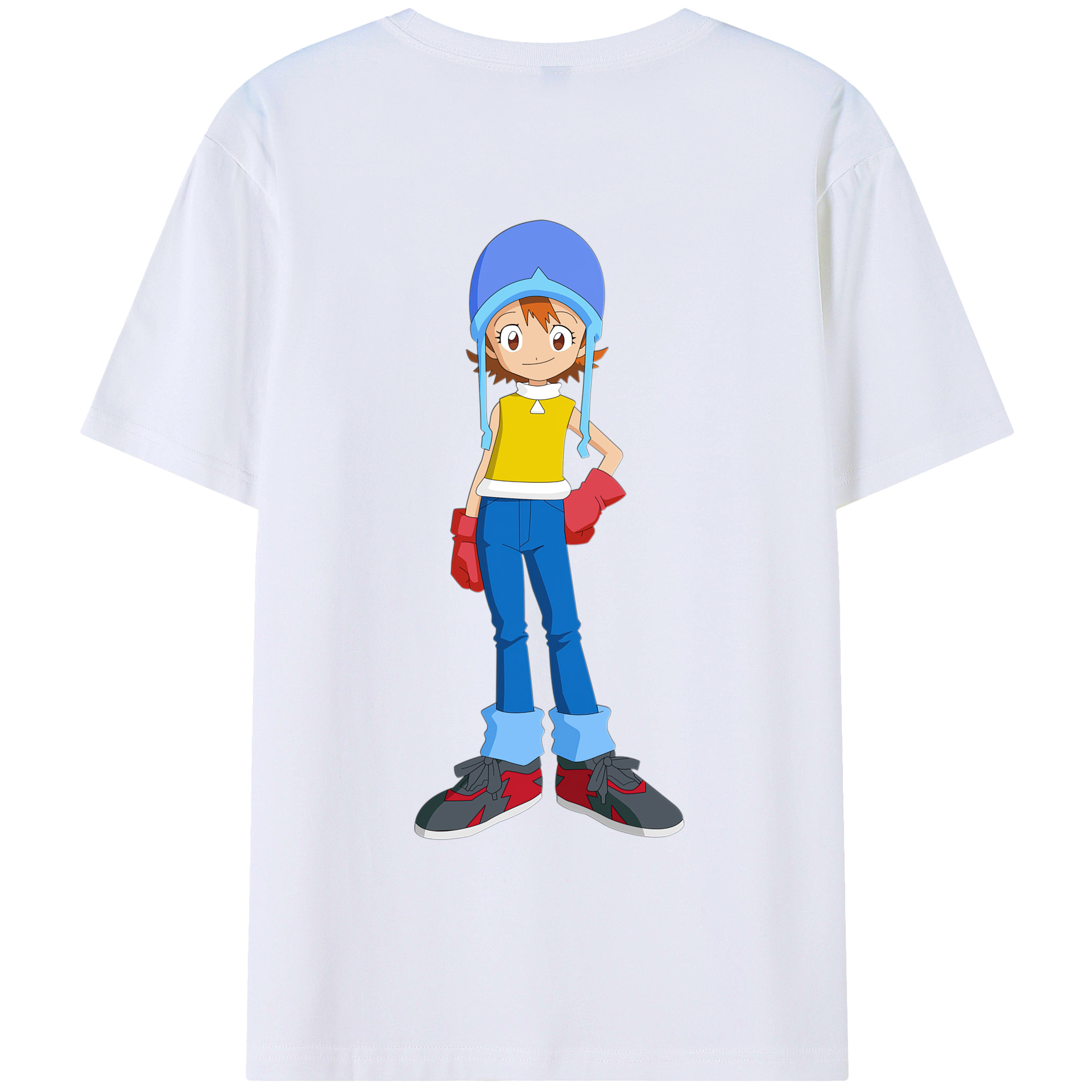 （画像用） Digimon デジタルモンスター/デジモン 綿100％ メンズ半袖Tシャツ（バックプリント） 通気性