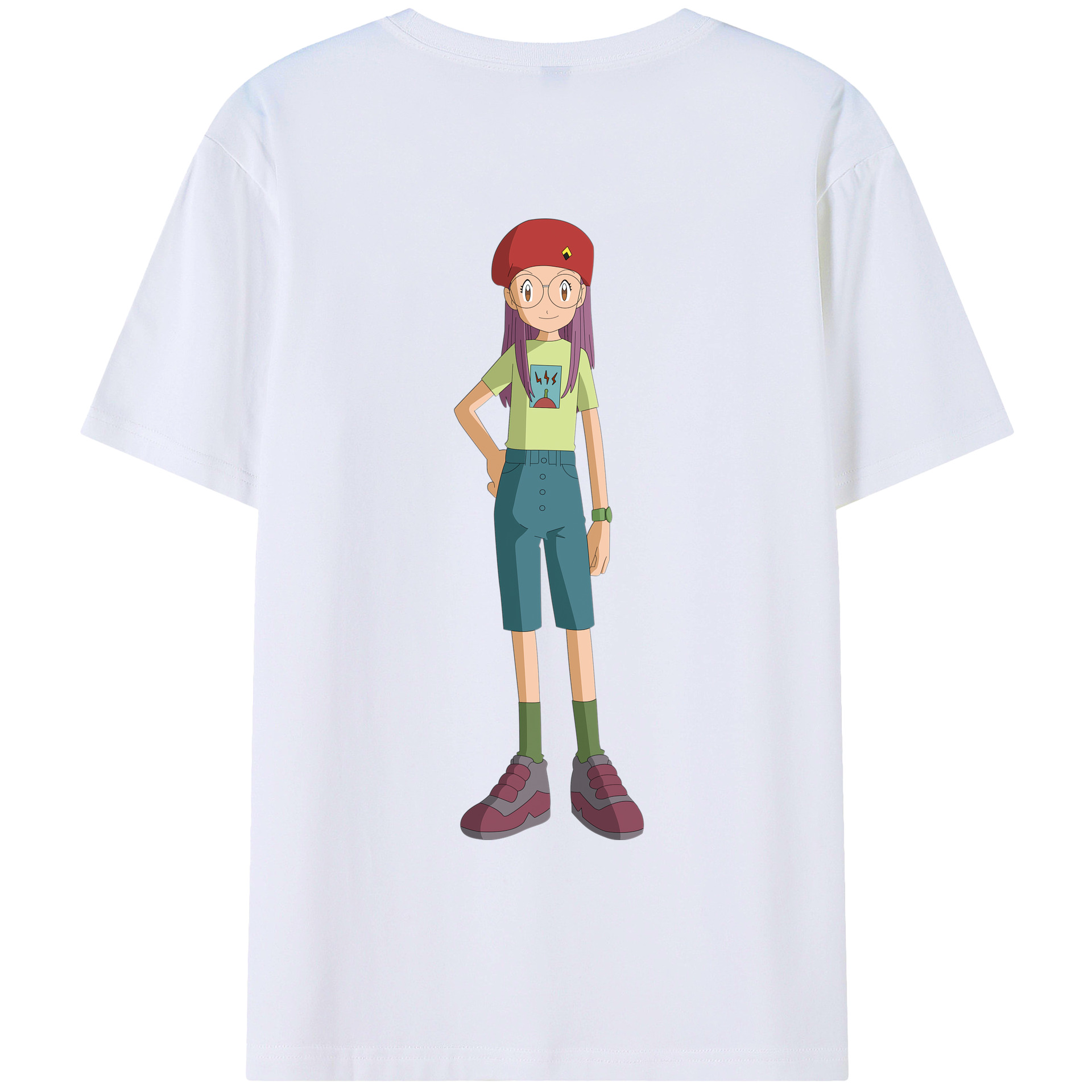 （画像用） Digimon デジタルモンスター/デジモン 綿100％ メンズ半袖Tシャツ（バックプリント） 通気性