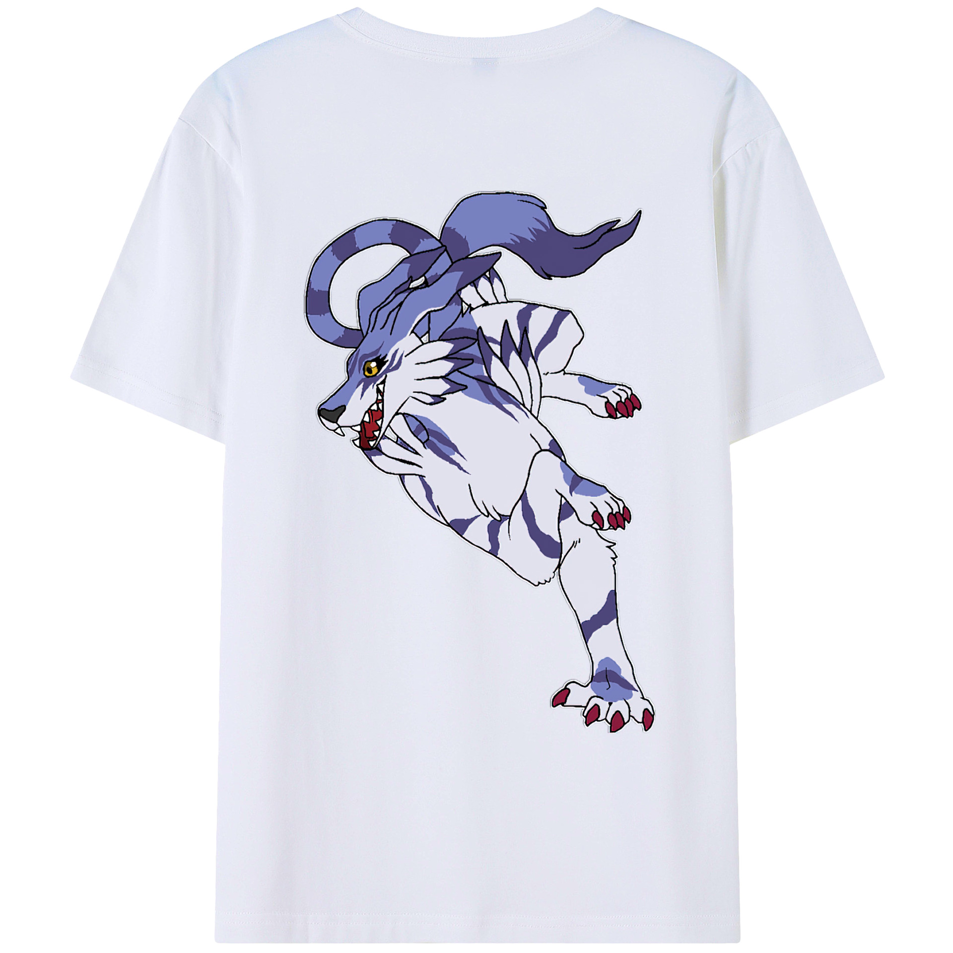 （画像用） Digimon デジタルモンスター/デジモン 綿100％ メンズ半袖Tシャツ（バックプリント） 通気性