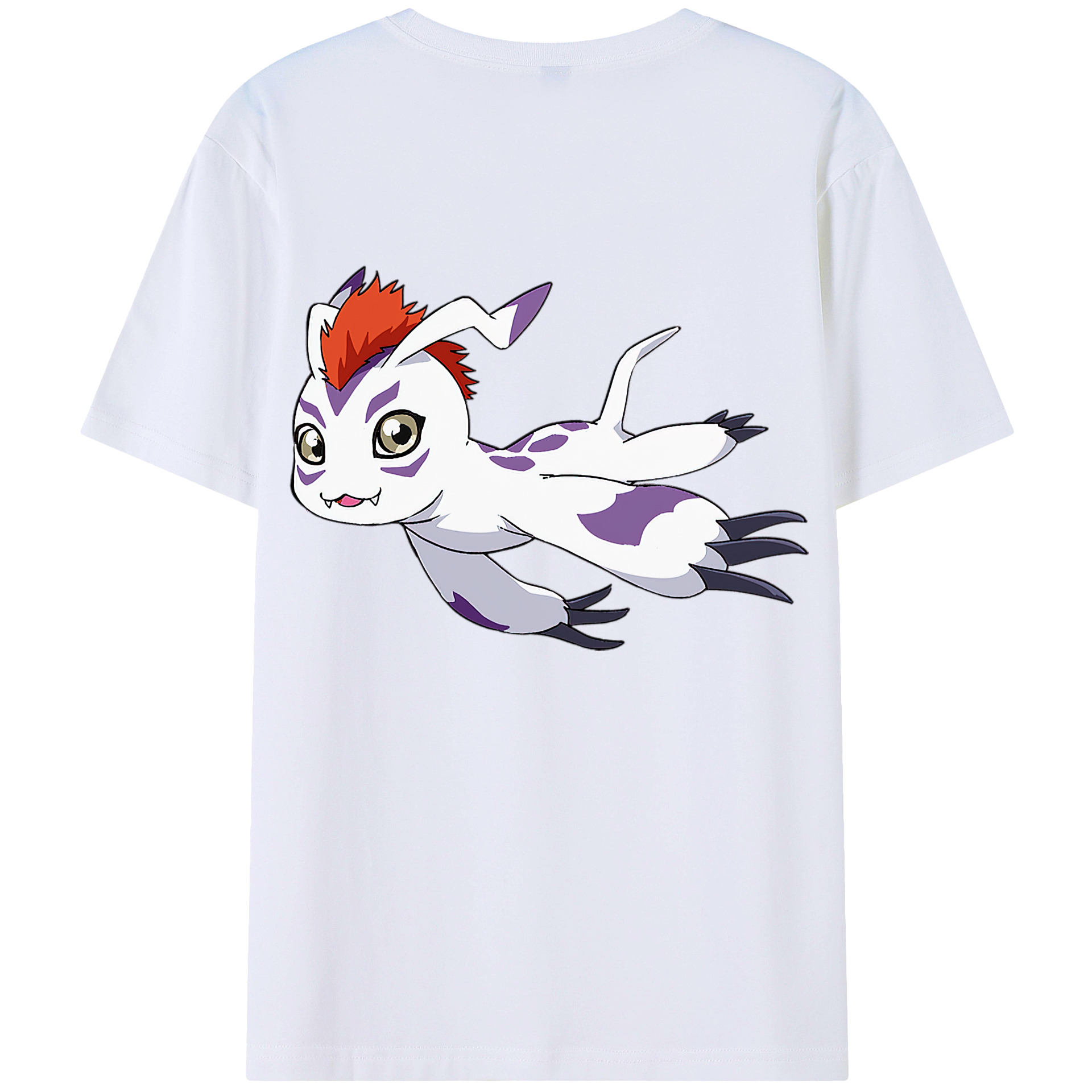 （画像用） Digimon デジタルモンスター/デジモン 綿100％ メンズ半袖Tシャツ（バックプリント） 通気性