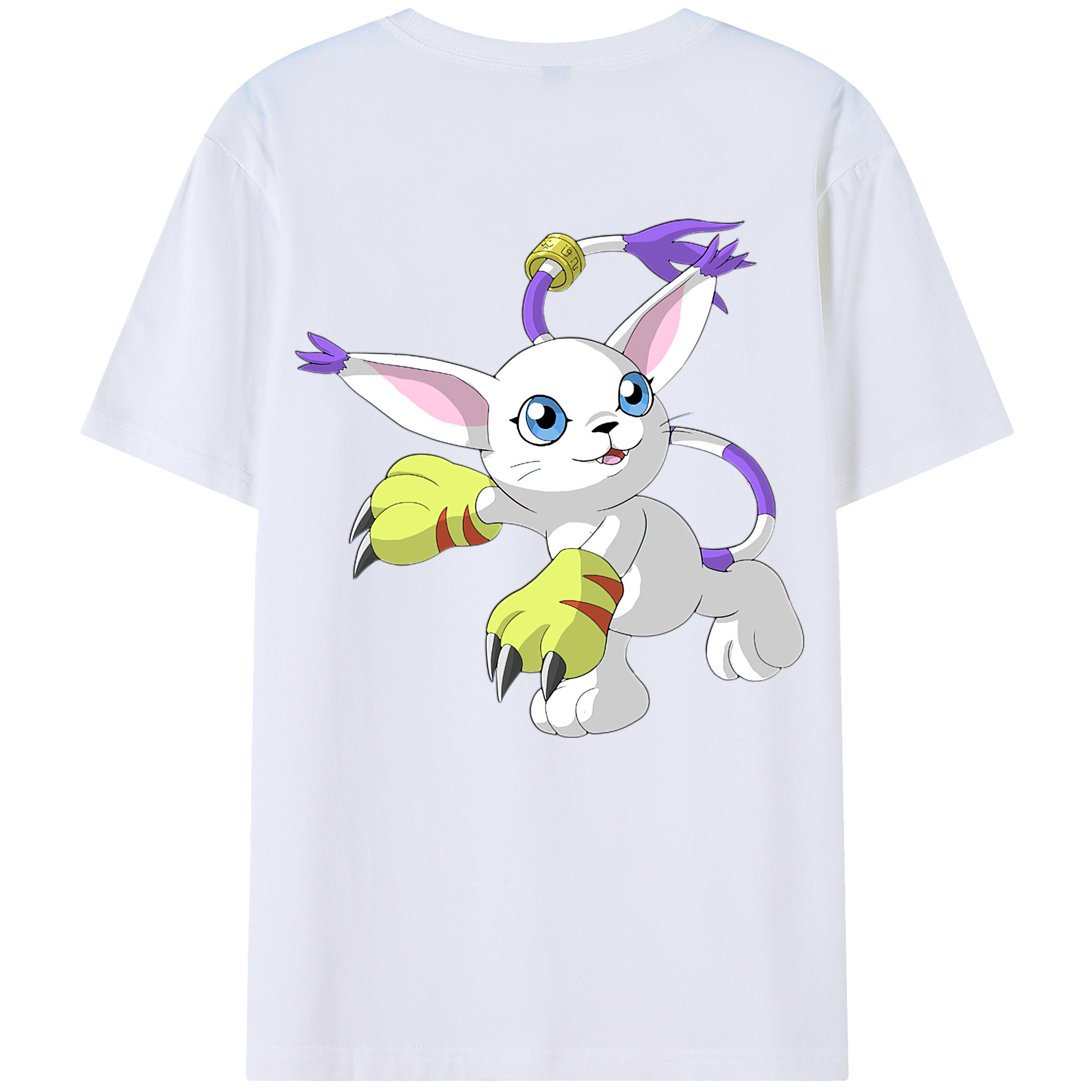 （画像用） Digimon デジタルモンスター/デジモン 綿100％ メンズ半袖Tシャツ（バックプリント） 通気性