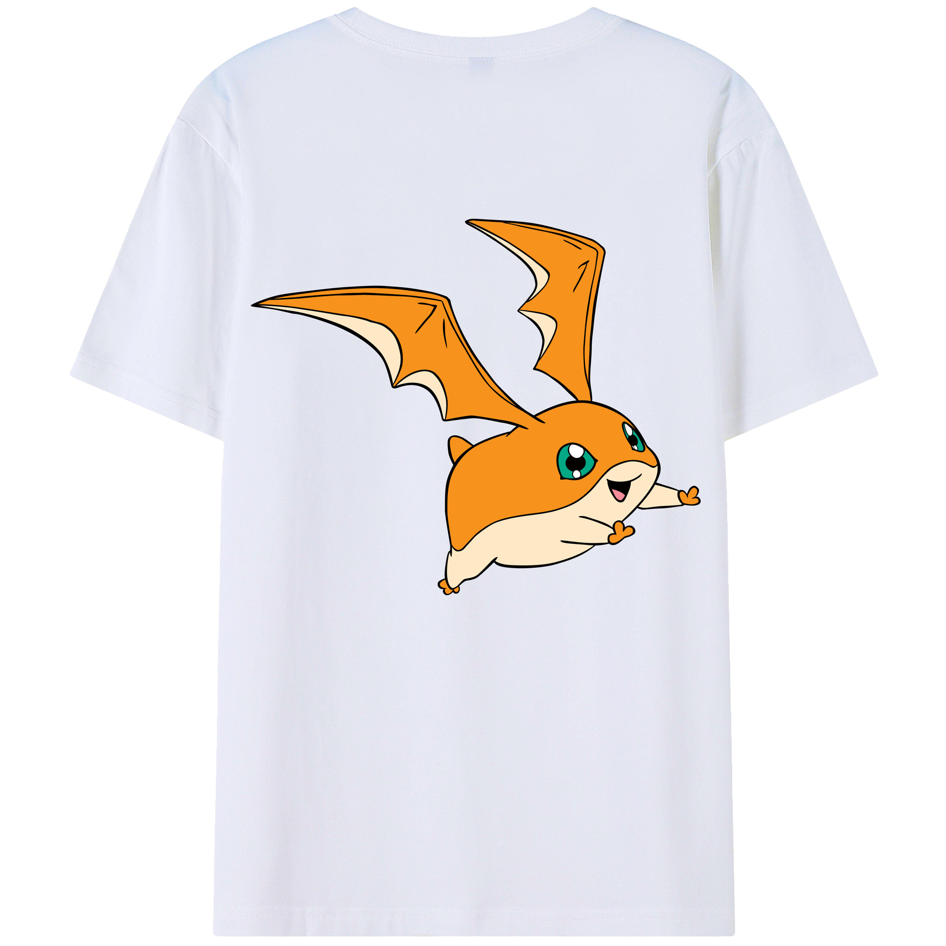 （画像用） Digimon デジタルモンスター/デジモン 綿100％ メンズ半袖Tシャツ（バックプリント） 通気性