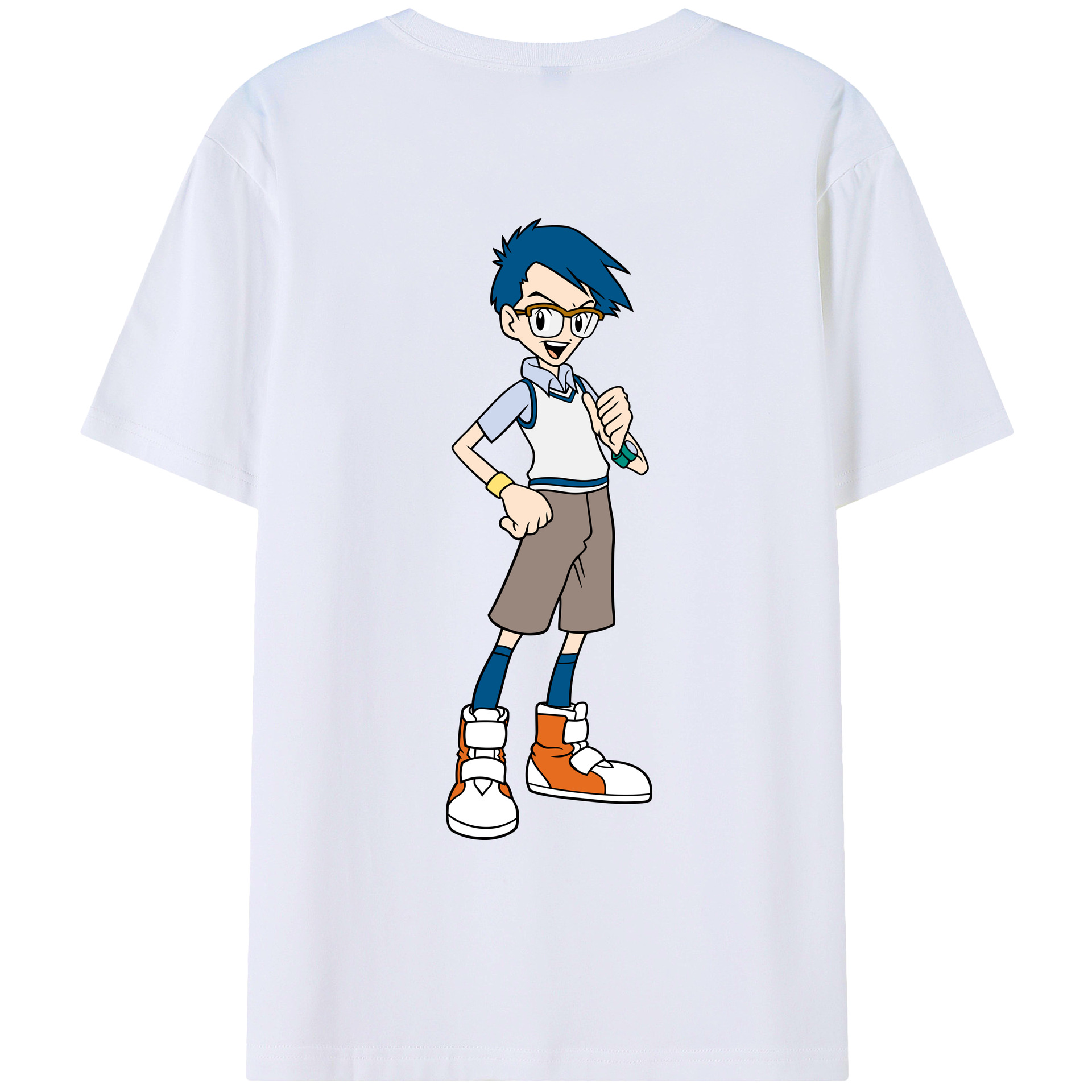 （画像用） Digimon デジタルモンスター/デジモン 綿100％ メンズ半袖Tシャツ（バックプリント） 通気性